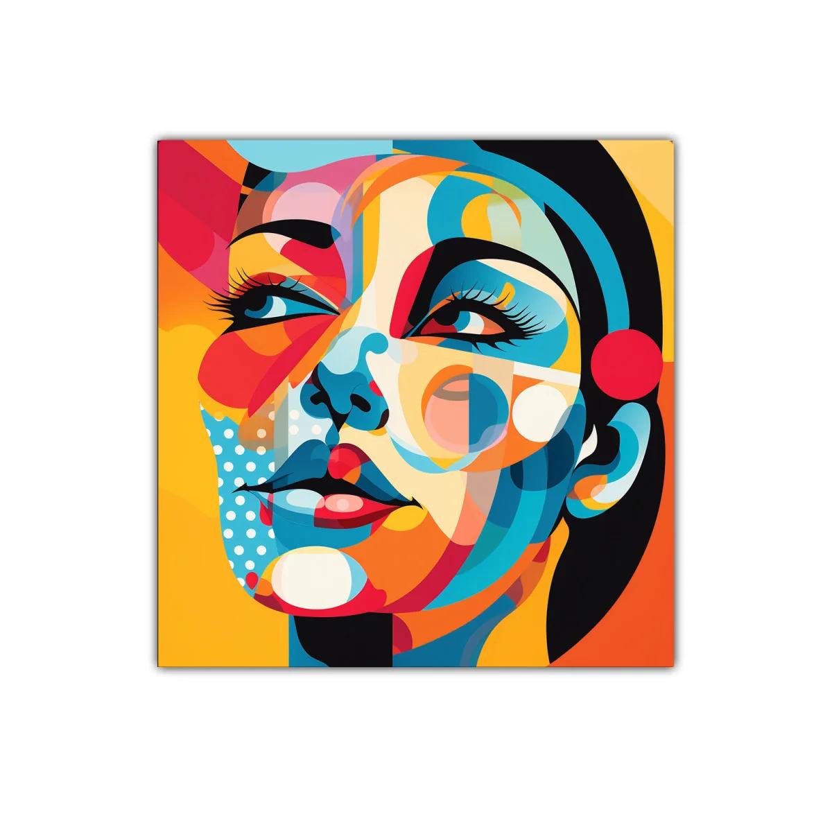 Retrato abstracto con vibrantes colores y formas geométricas