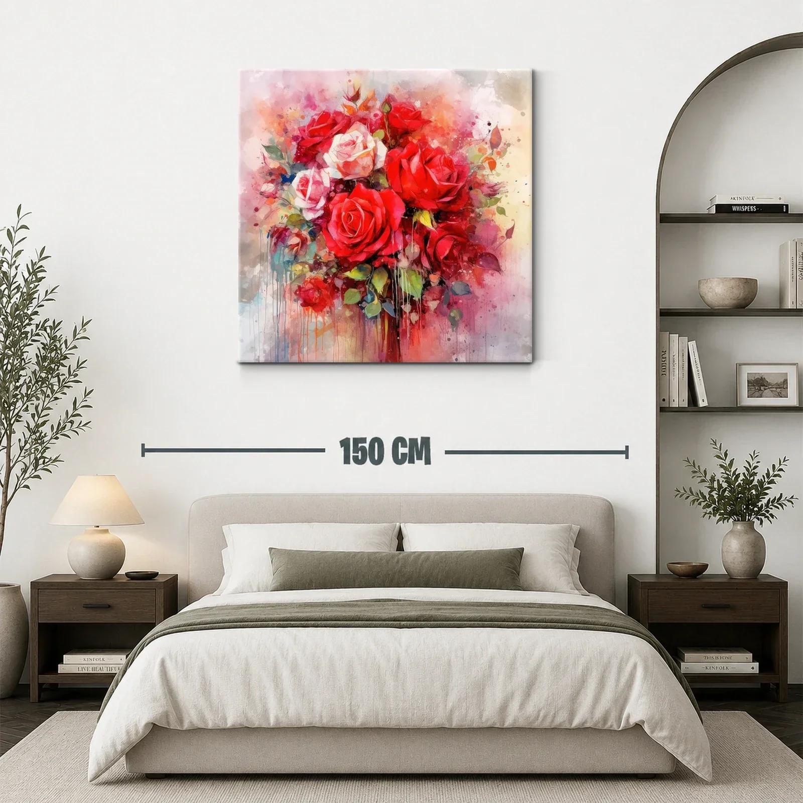 Ramo de rosas vibrantes con notas acuareladas y delicadas — miniatura 3