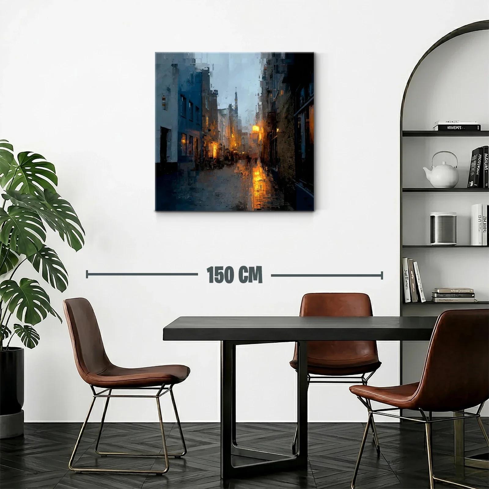 Atardecer urbano con luces cálidas y reflejos dorados — miniatura 2