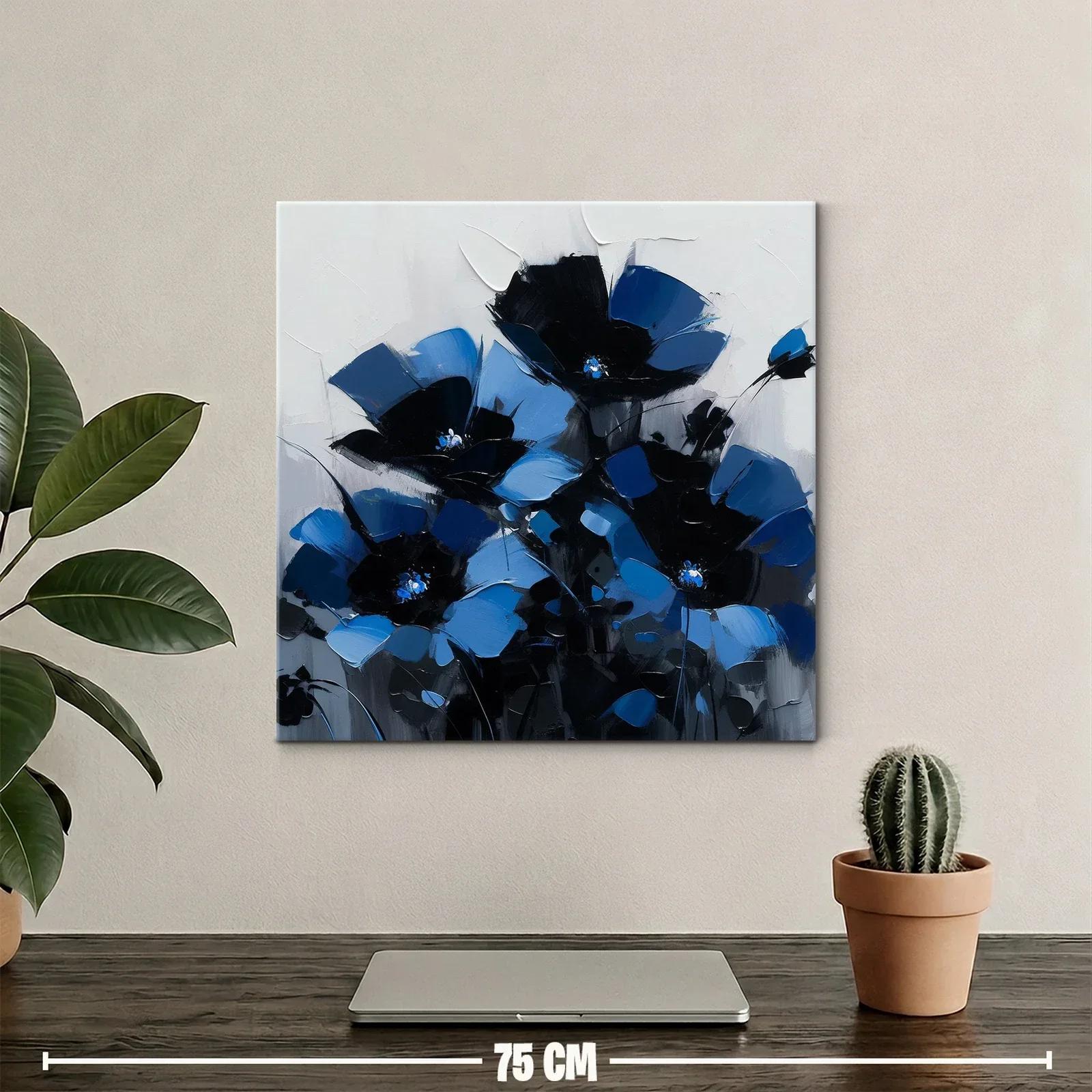 Cuadro floral en intensos tonos azul y negro — miniatura 2