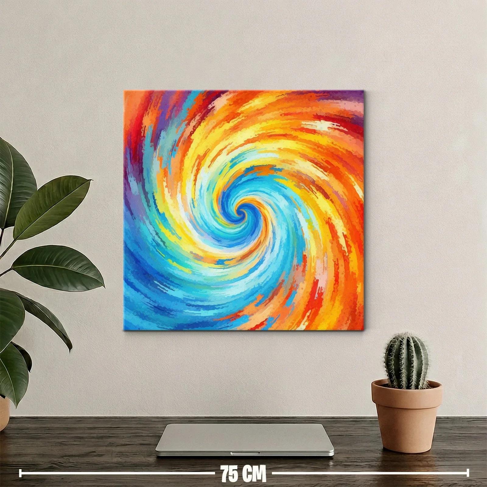 Cuadro abstracto espiral con vibrantes tonos cálidos y fríos — miniatura 2