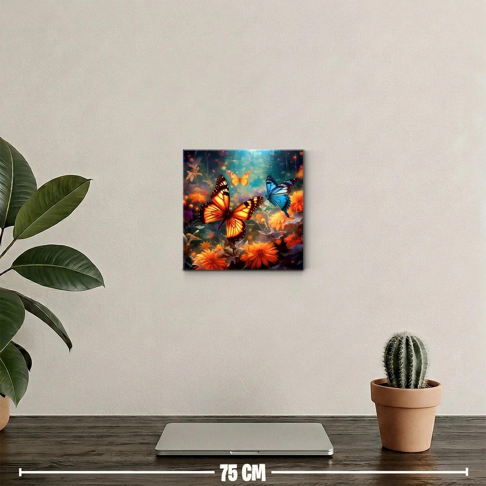 Mariposas vibrantes entre flores en un jardín encantado — miniatura 2