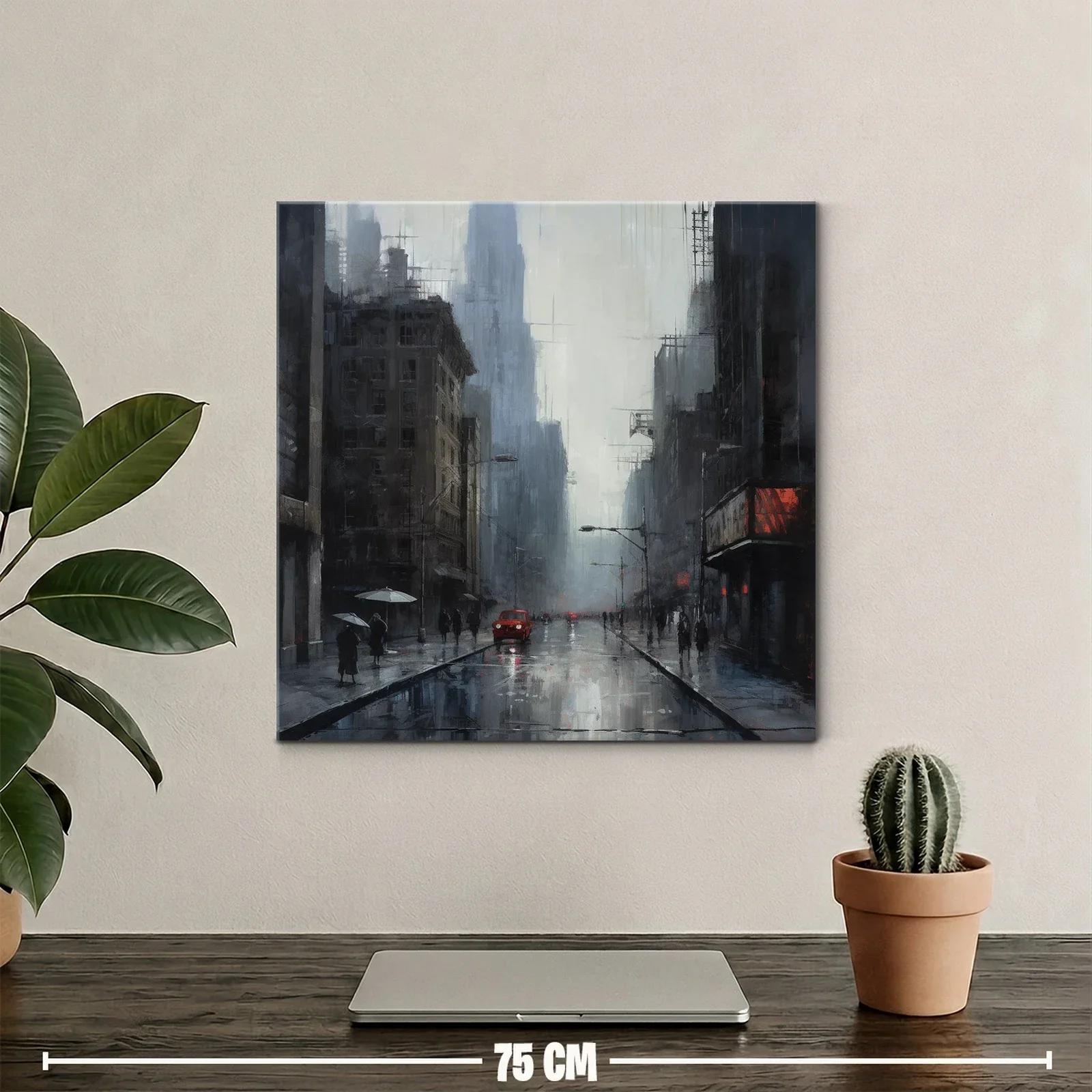 Ciudad lluviosa con contraste de luces urbanas — miniatura 2