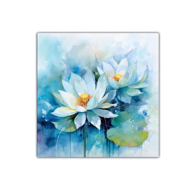 Serenidad en flores de loto blancas y tonos azules