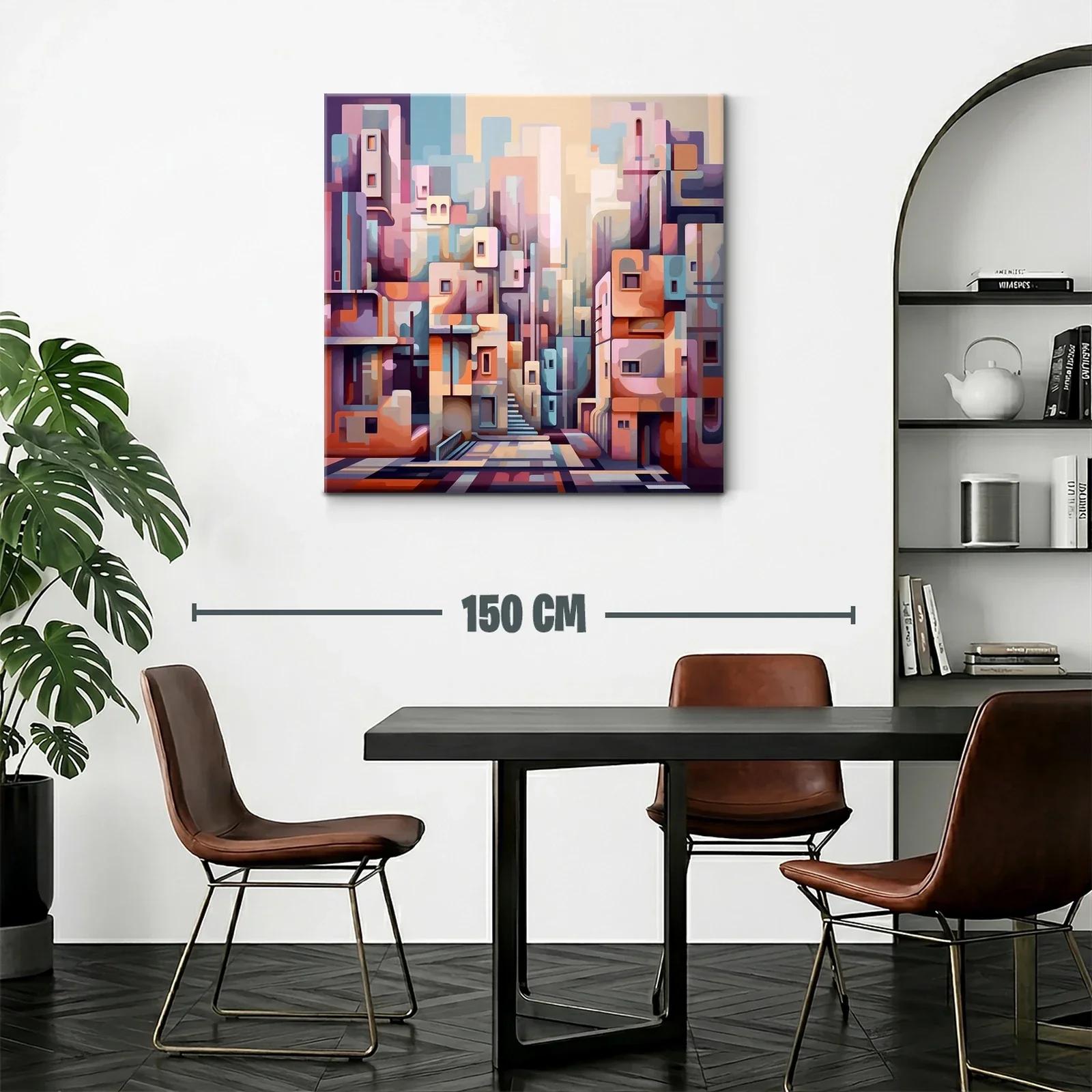 Composición urbana abstracta en tonos pastel y cálidos — miniatura 2