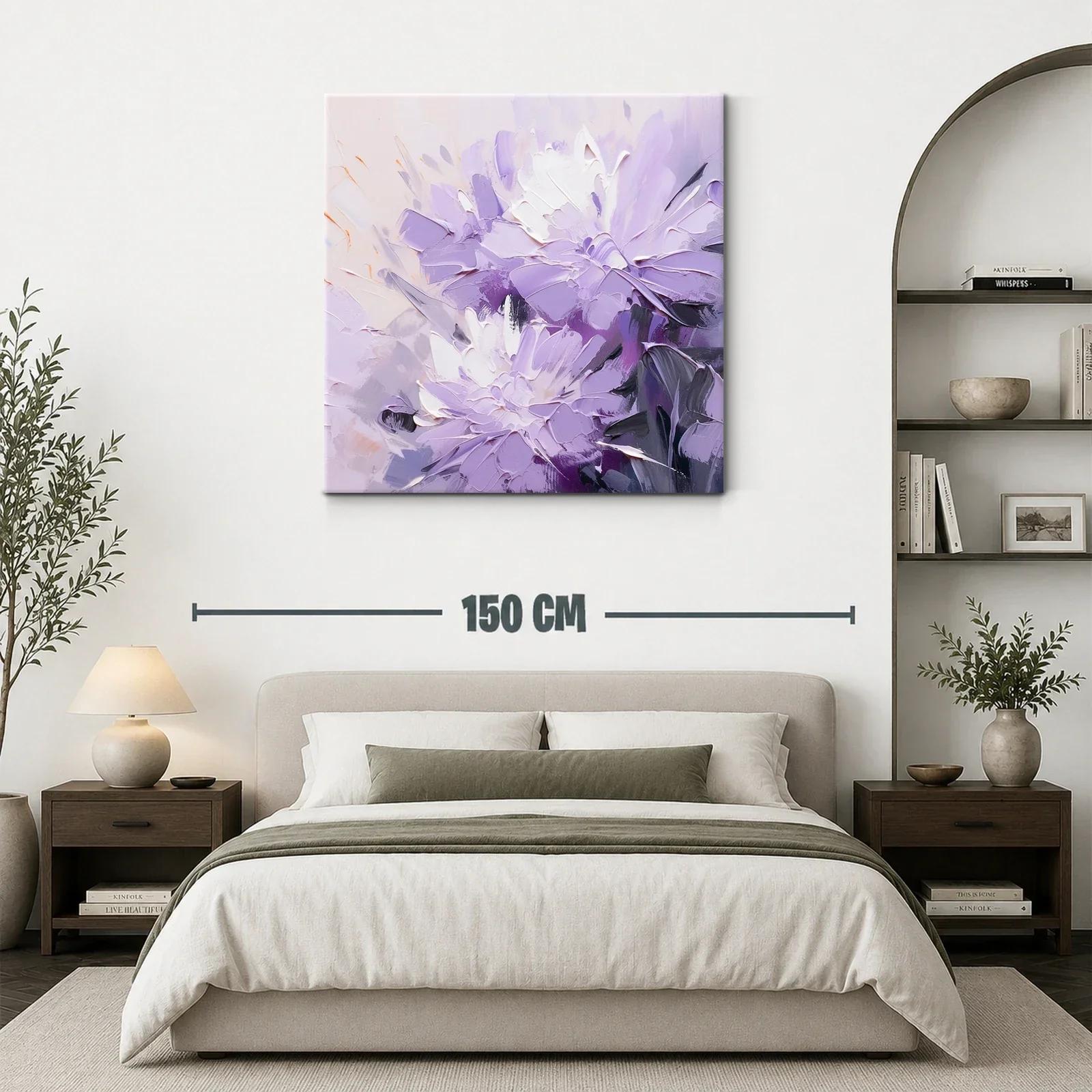 Cuadro flores lilas con toques de blanco y gris elegante — miniatura 3