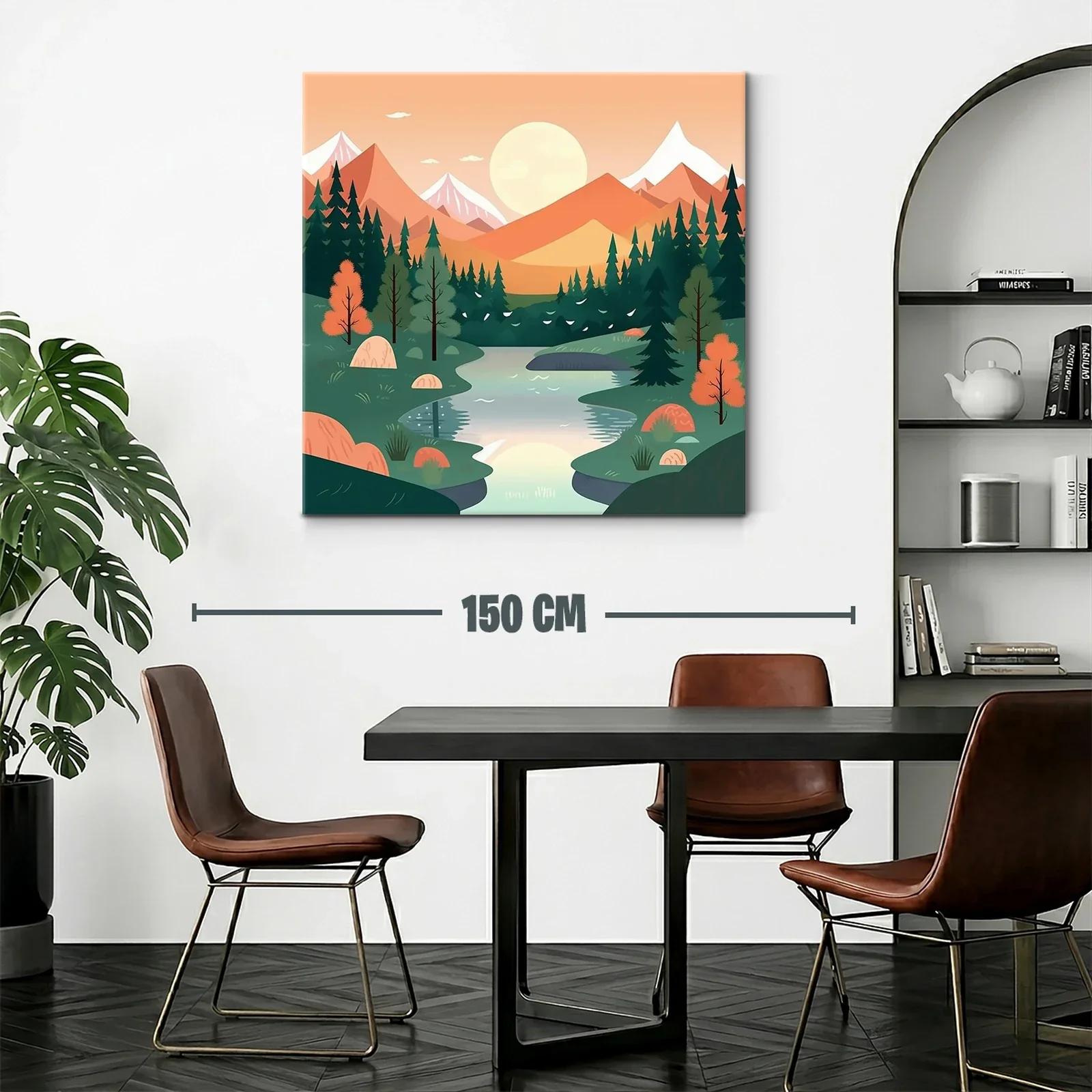 Paisaje sereno con río y montañas al atardecer — miniatura 2