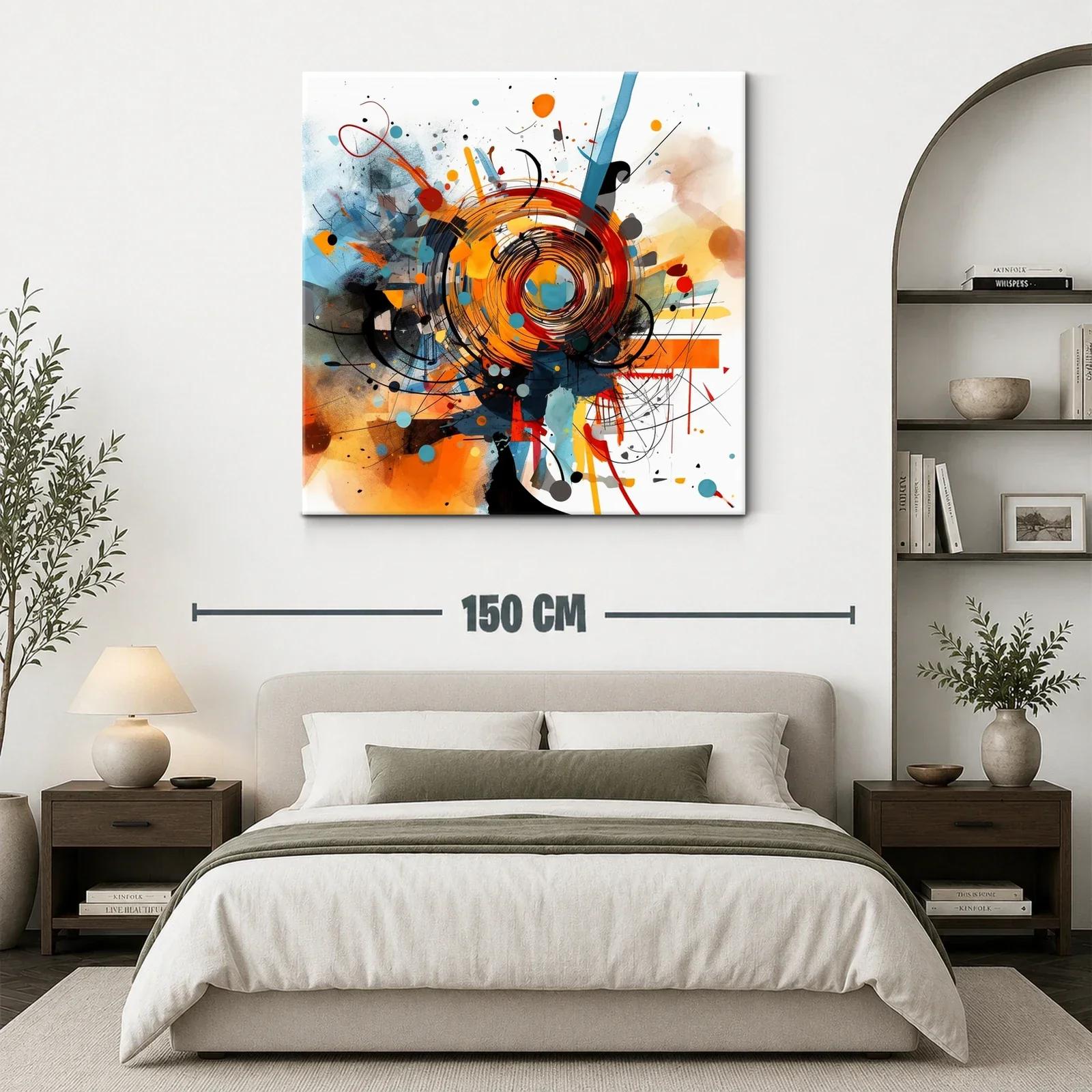 Cuadro abstracto con vibrantes espirales en tonos cálidos — miniatura 3