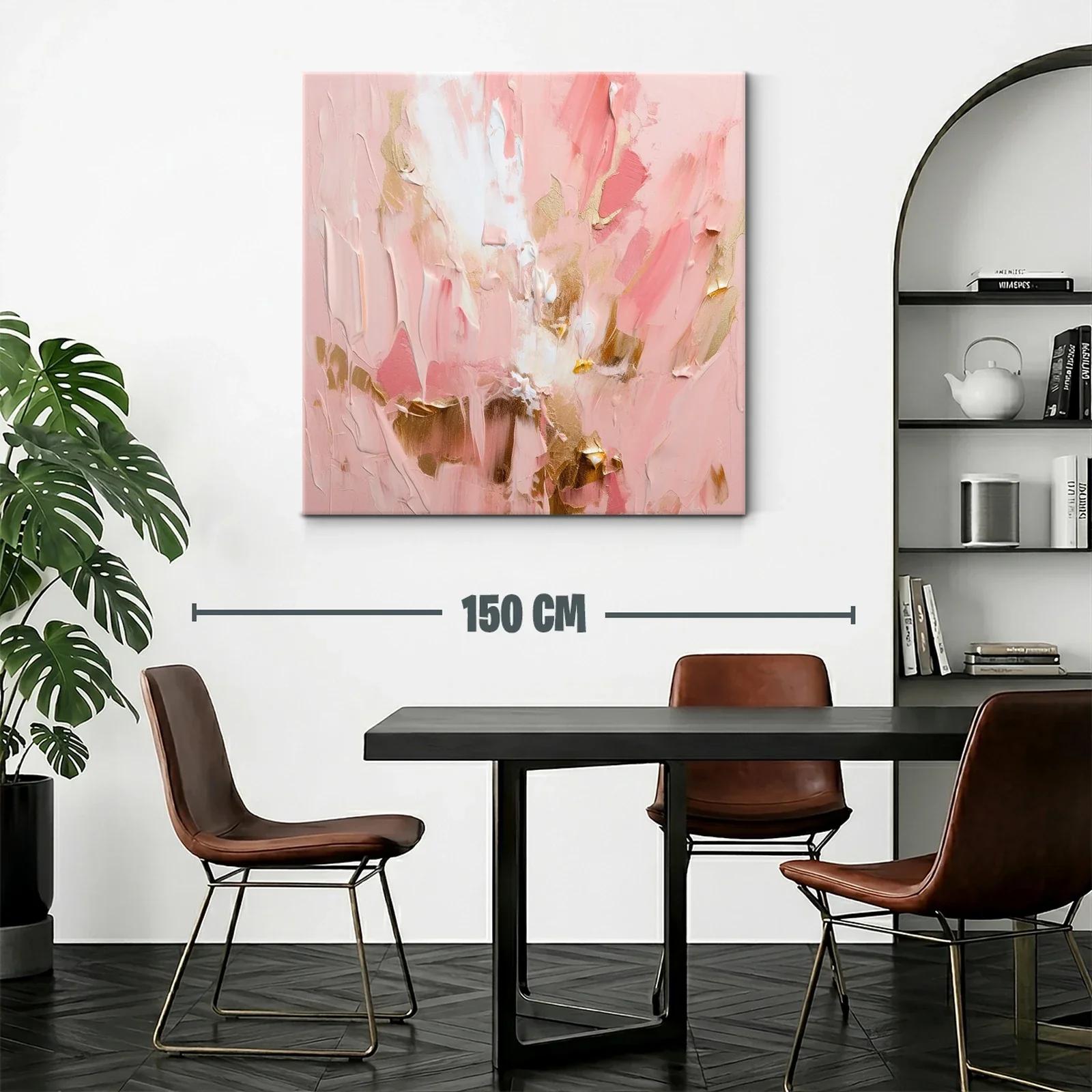 Cuadro abstracto en tonos rosas y dorados elegante — miniatura 2