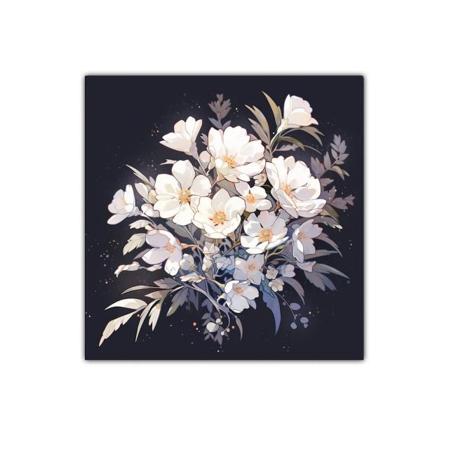 Ramo de flores blancas sobre fondo oscuro elegante