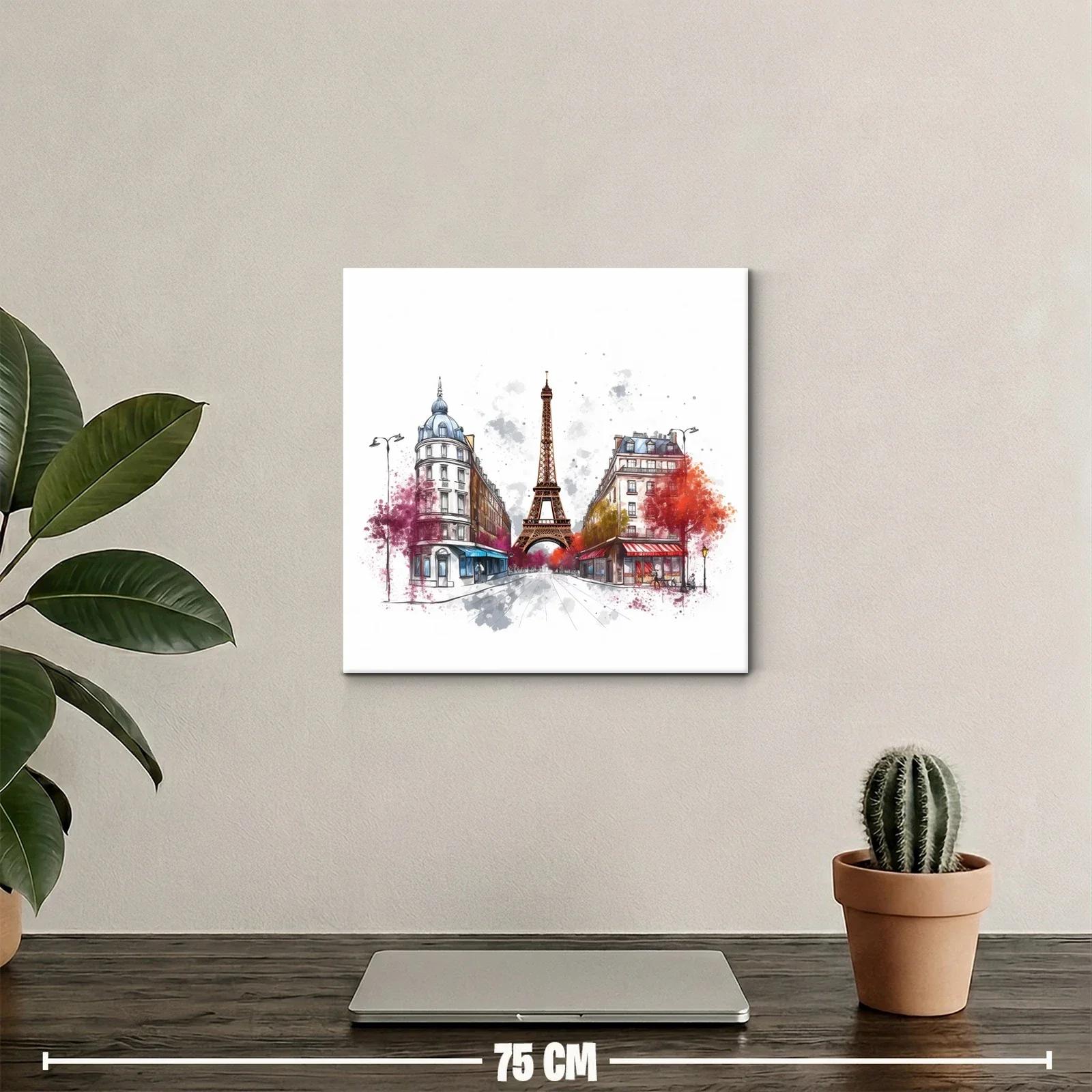 Ilustración urbana con la Torre Eiffel y fachadas parisinas — miniatura 2