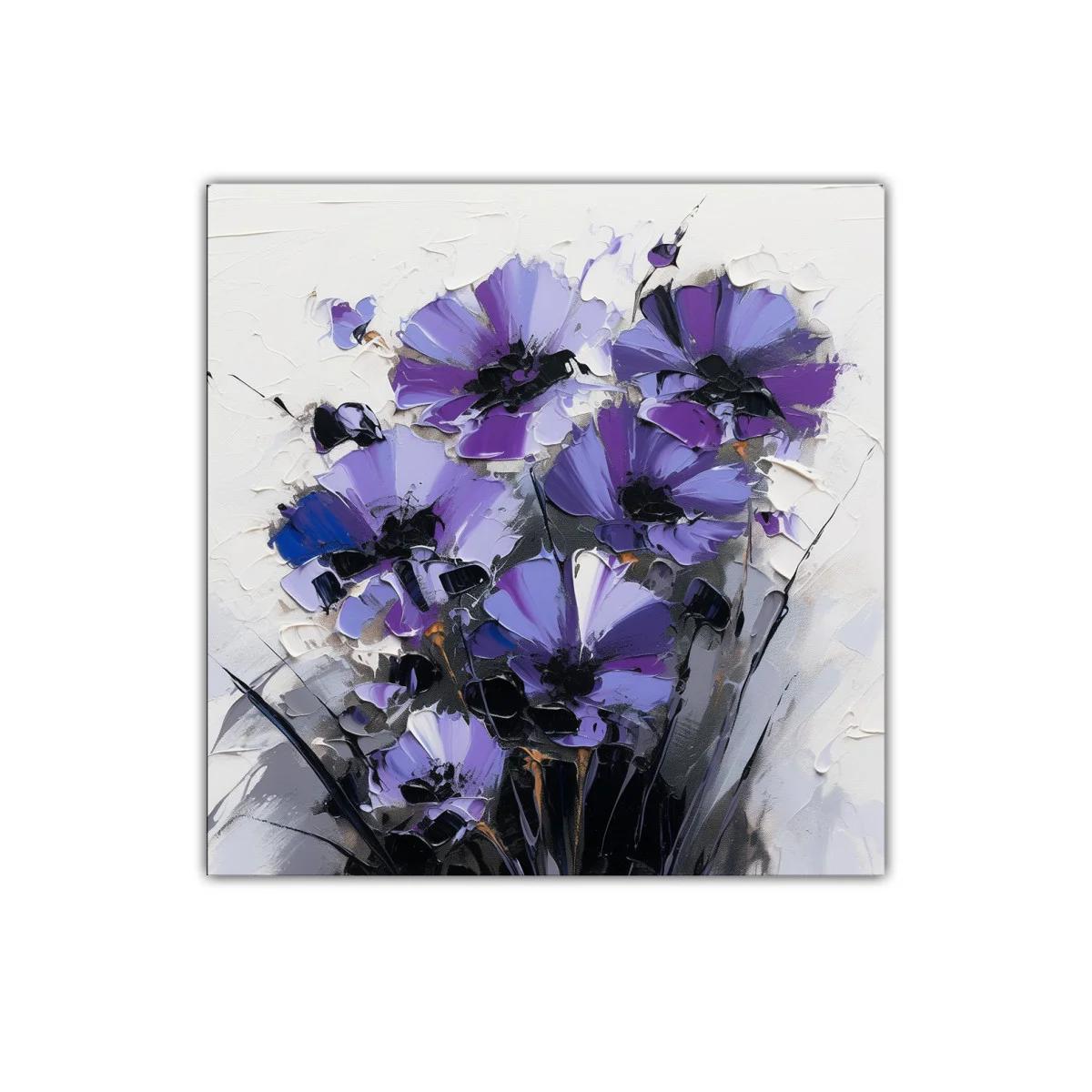 Ramo vibrante de flores moradas con pinceladas expresivas — imagen principal