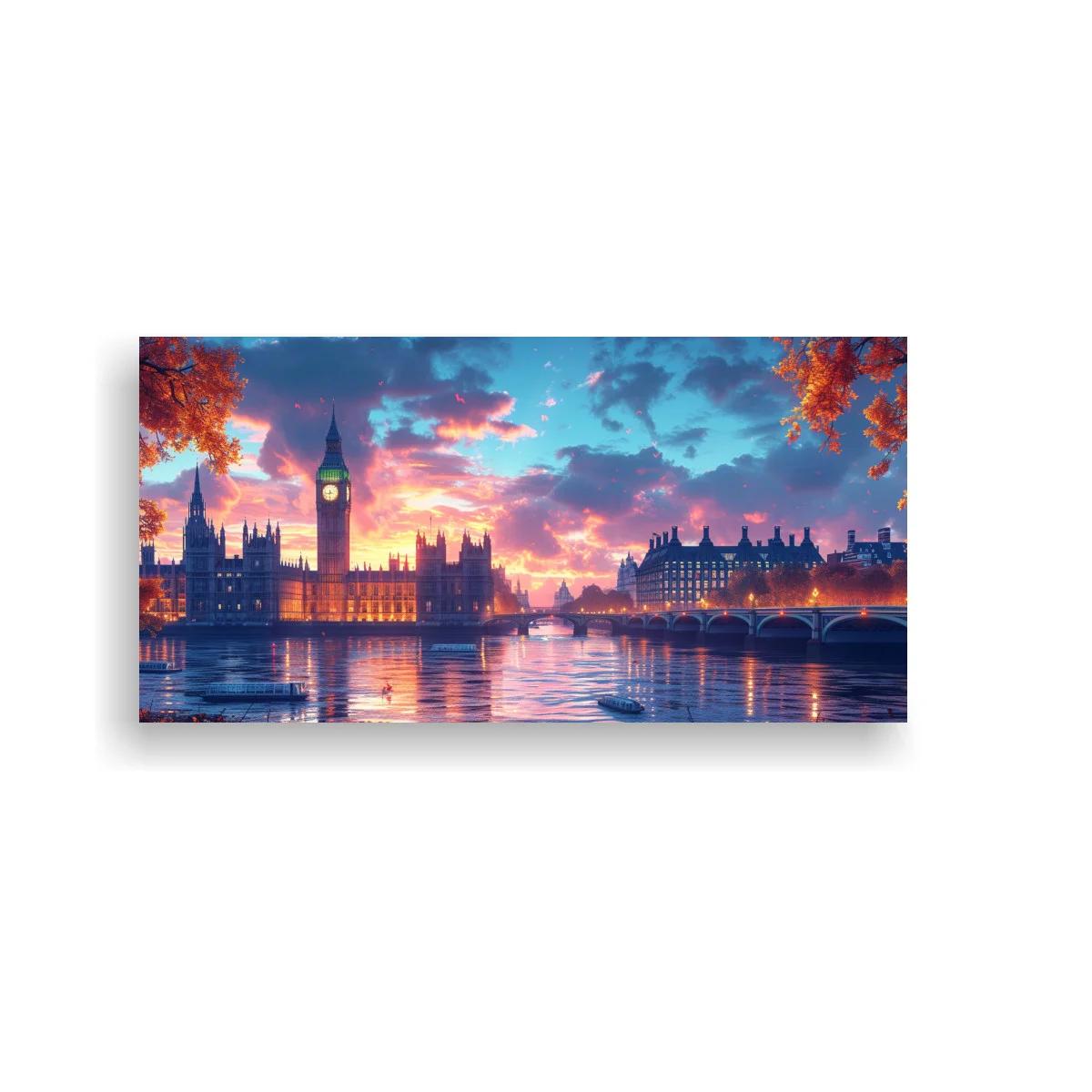 Cuadro Big Ben y el Palacio de Westminster al atardecer con reflejo — imagen principal
