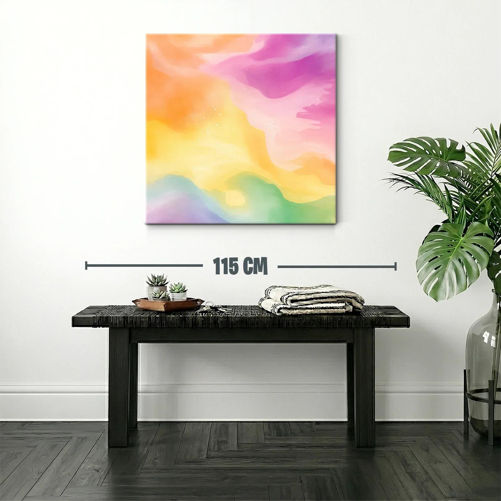 Cuadro abstracto con tonos pastel vibrantes y suaves — miniatura 2