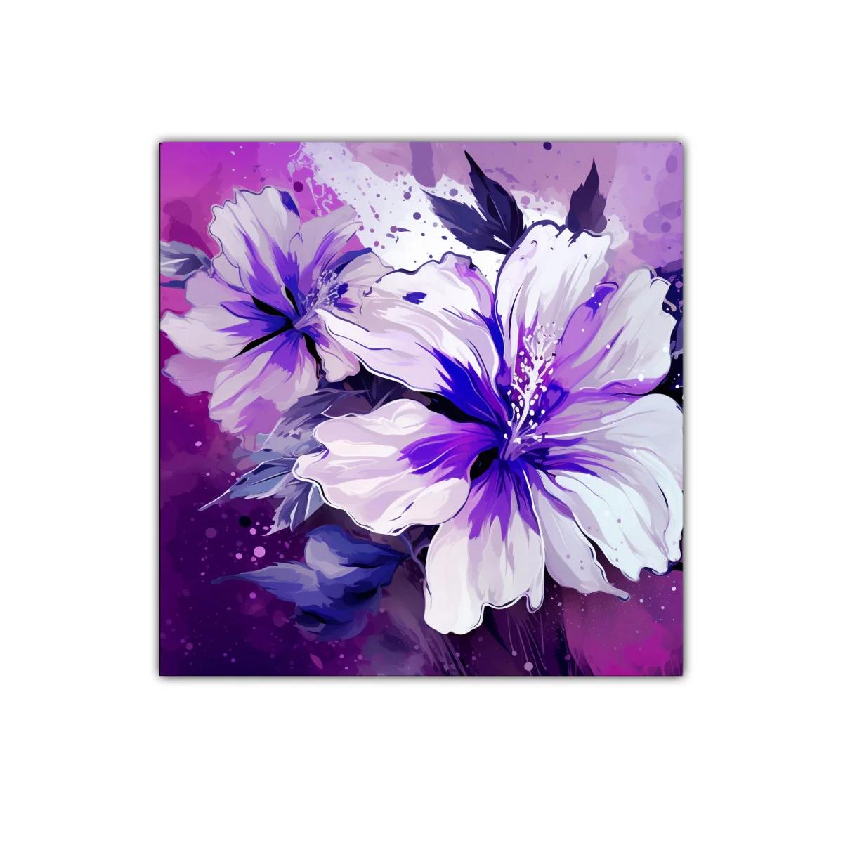 Cuadro decorativo floral vibrante en tonos morados y lilas — imagen principal