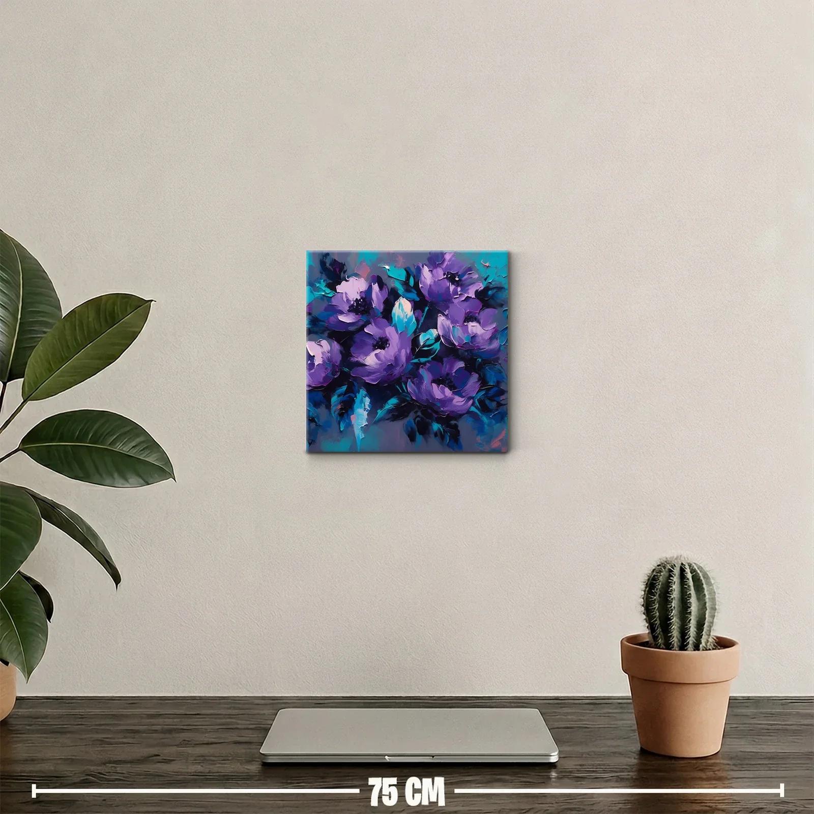 Cuadro decorativo con flores en tonos morados y azules — miniatura 2