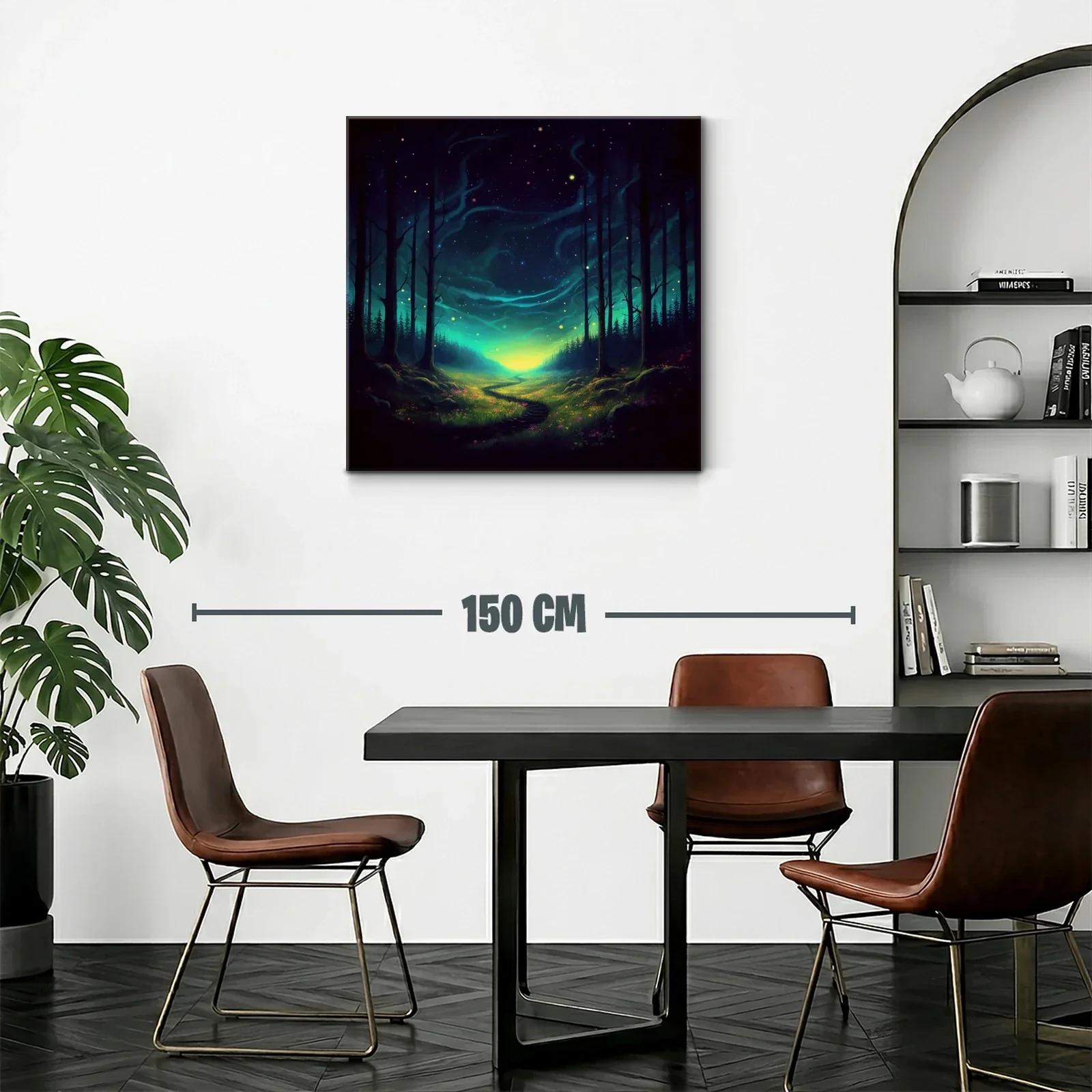 Paisaje nocturno mágico con sendero iluminado y cielo estrellado — miniatura 2