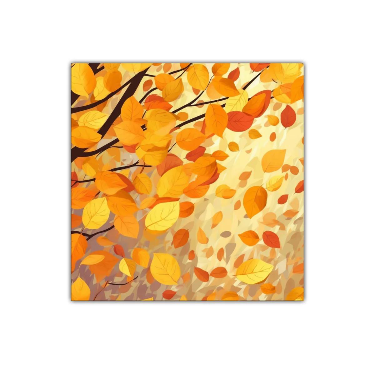 Cuadro decorativo con hojas otoñales en tonos cálidos — imagen principal