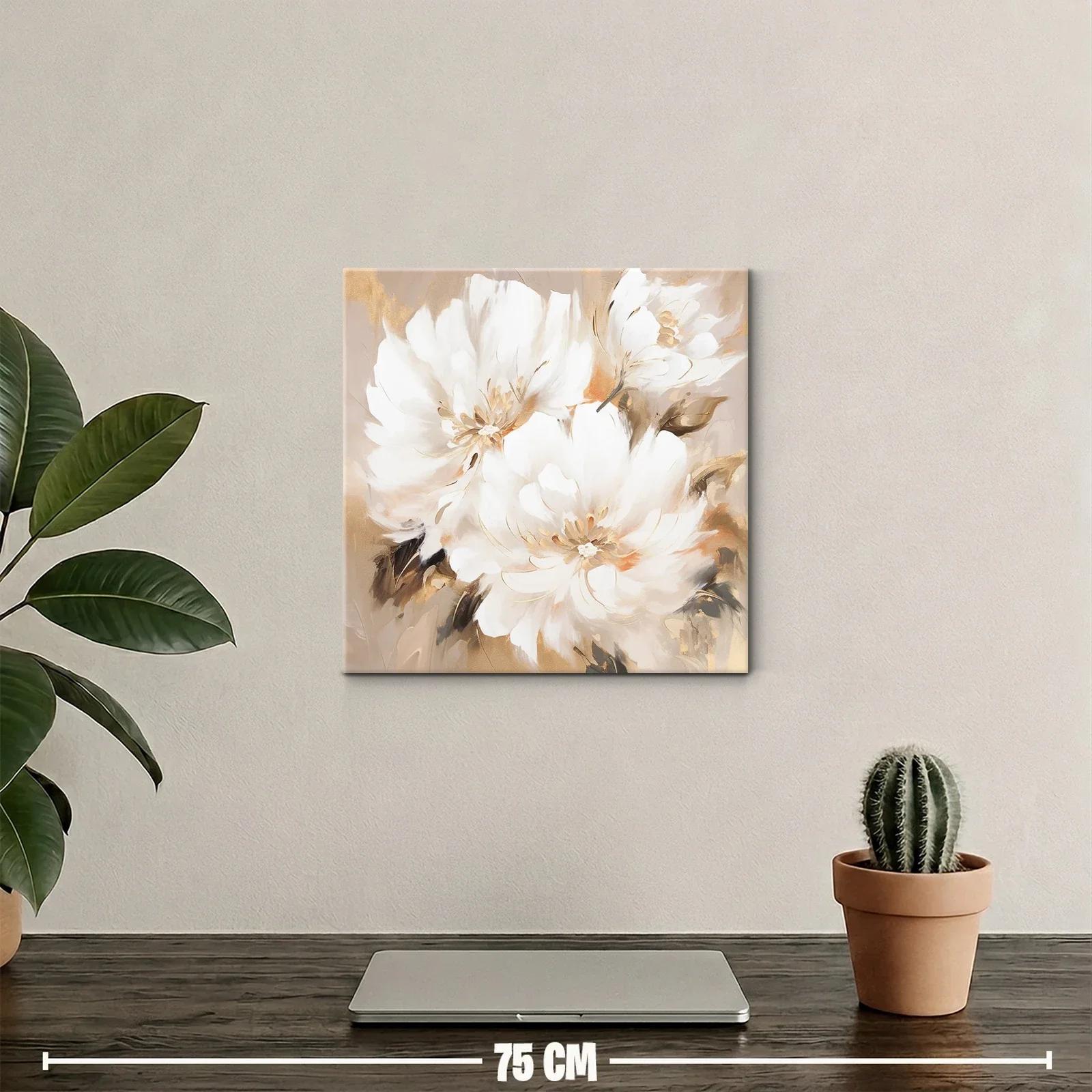 Cuadro flores blancas suaves con tonos cálidos — miniatura 2