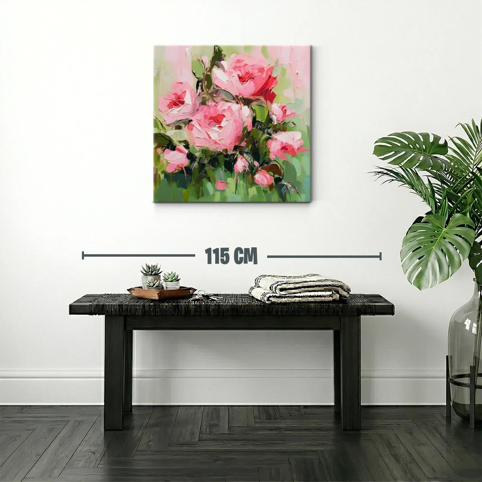 Cuadro florales en tonos rosas y verdes vibrantes — miniatura 2