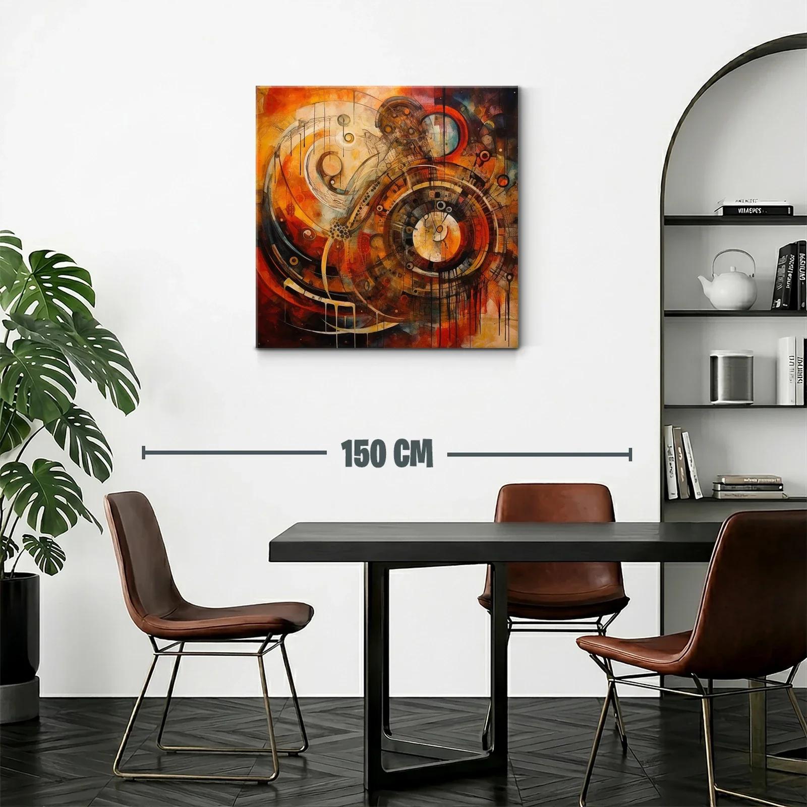 Cuadro abstracto con formas circulares y tonos cálidos intensos — miniatura 2