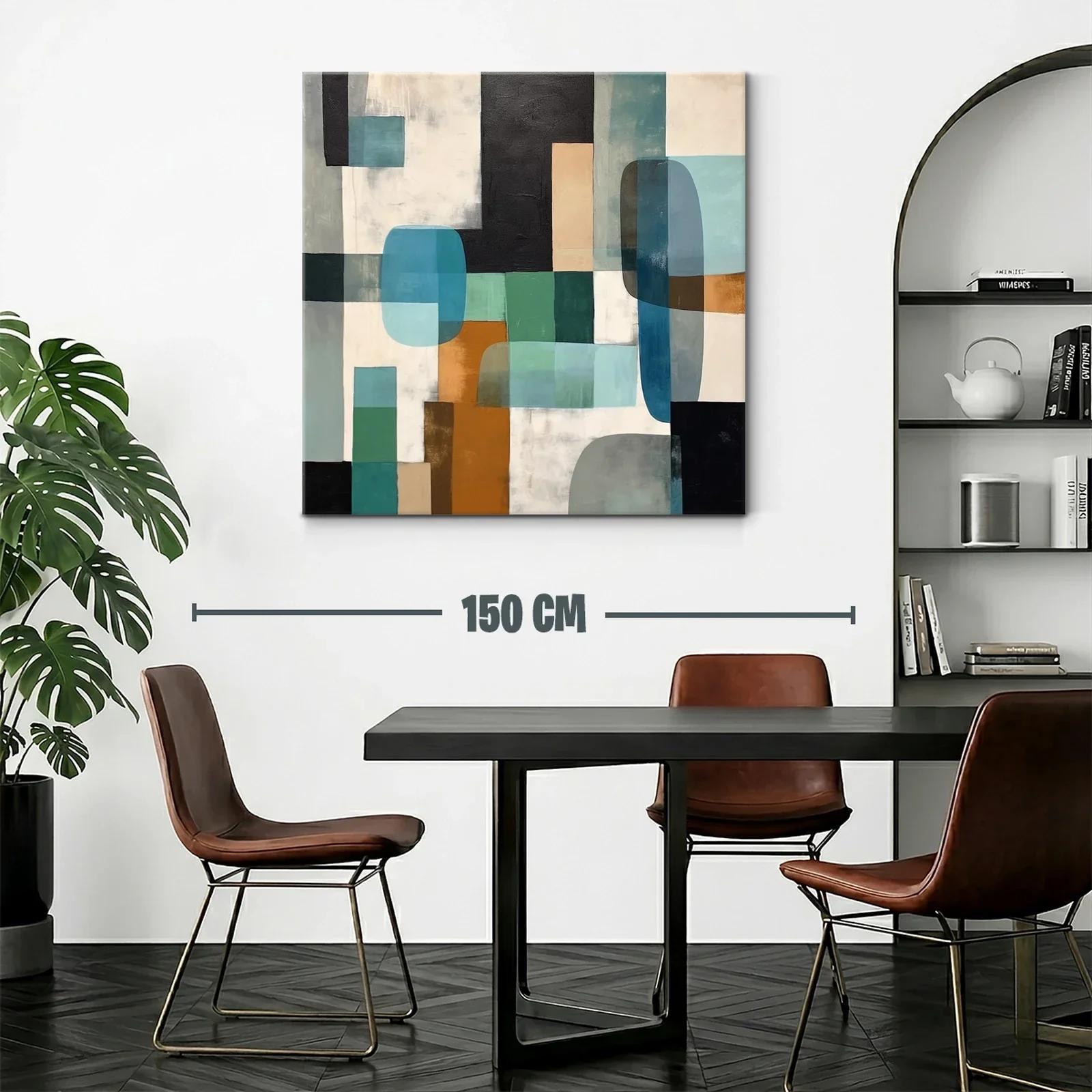 Composición abstracta con formas geométricas y tonos tierra y azules — miniatura 2