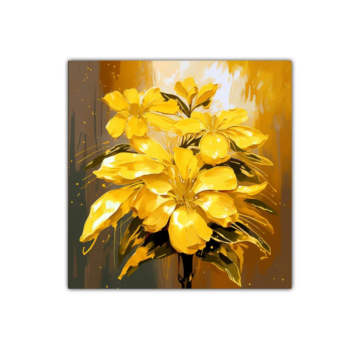 Cuadro decorativo con flores amarillas vibrantes y luz cálida