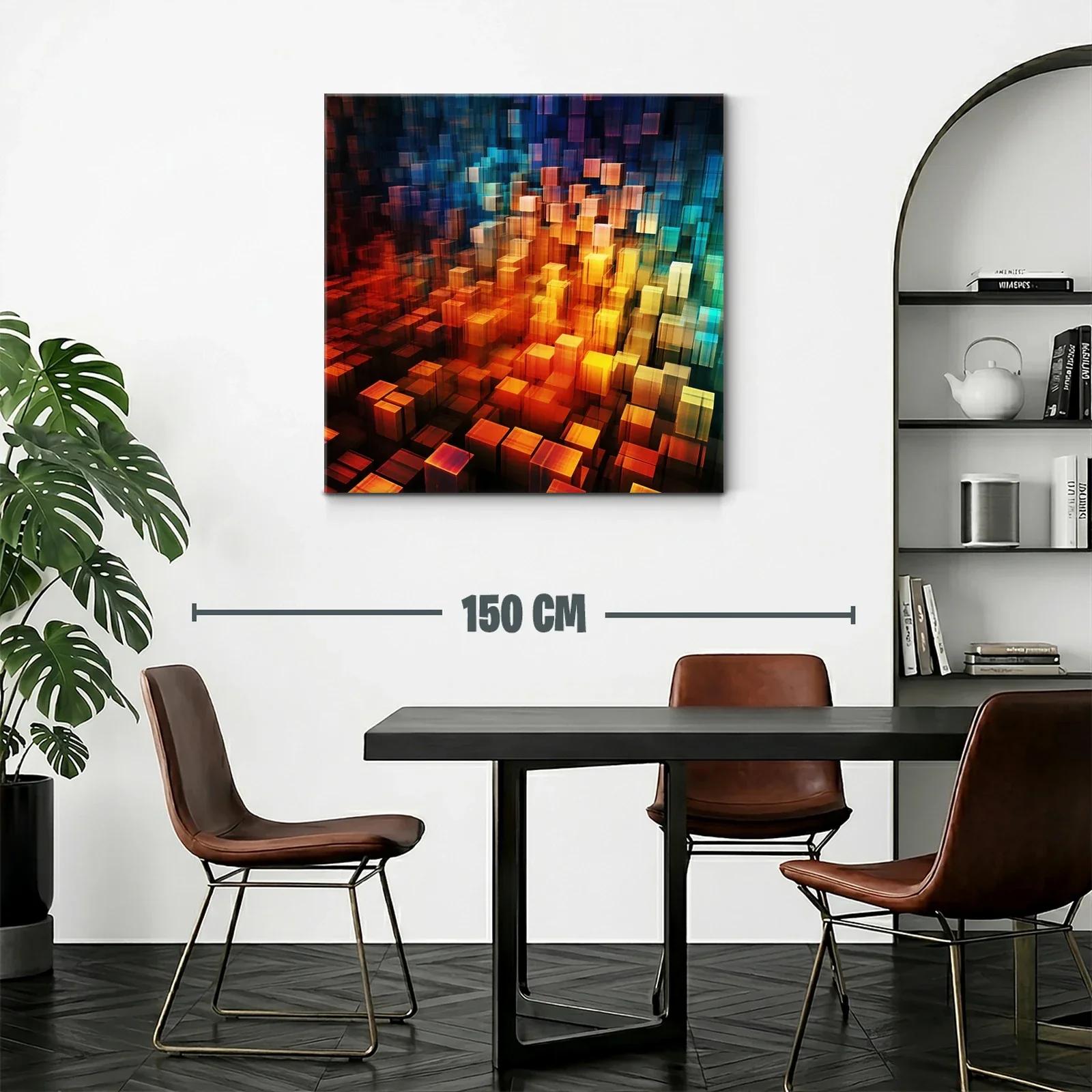 Composición abstracta de cubos en tonos cálidos y fríos — miniatura 2