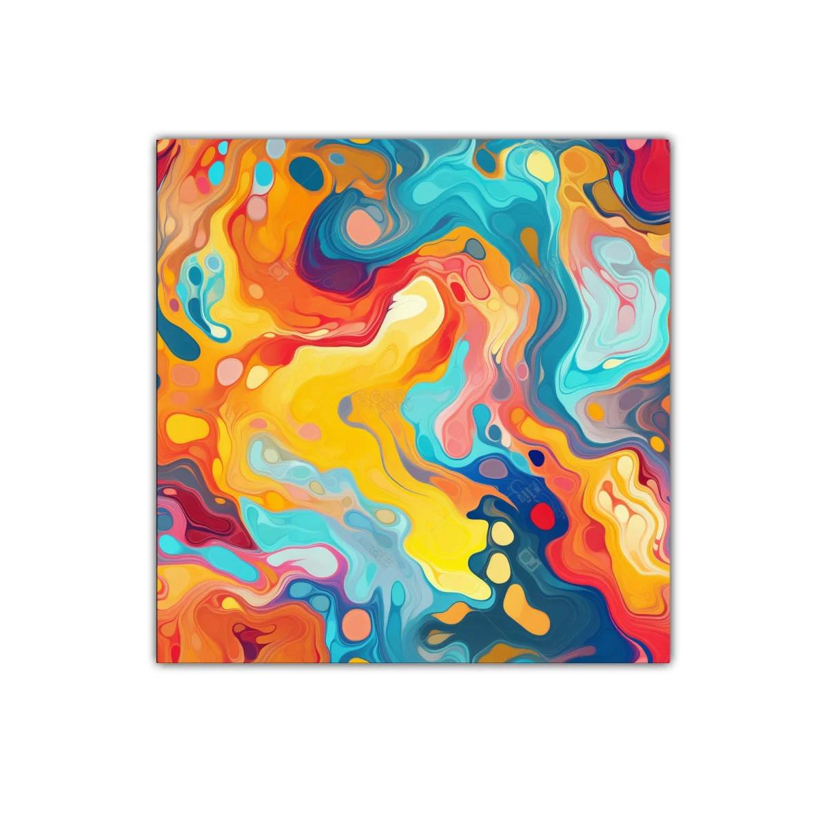 Cuadro abstracto con explosión de colores vibrantes y energía dinámica
