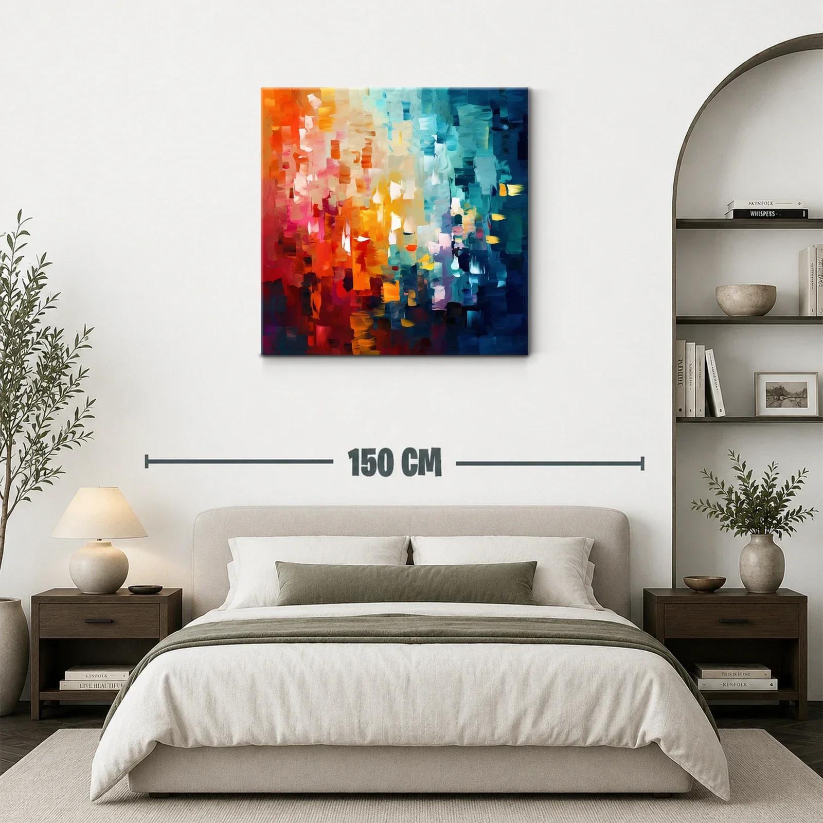 Cuadro abstracto con vibrantes tonos cálidos y fríos — miniatura 3