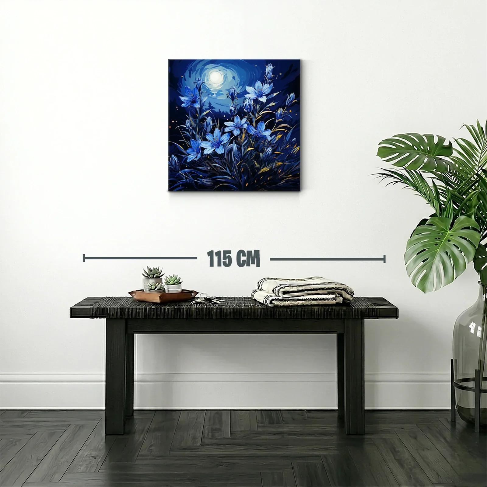 Ramo de flores azules bajo la luna brillante — miniatura 2