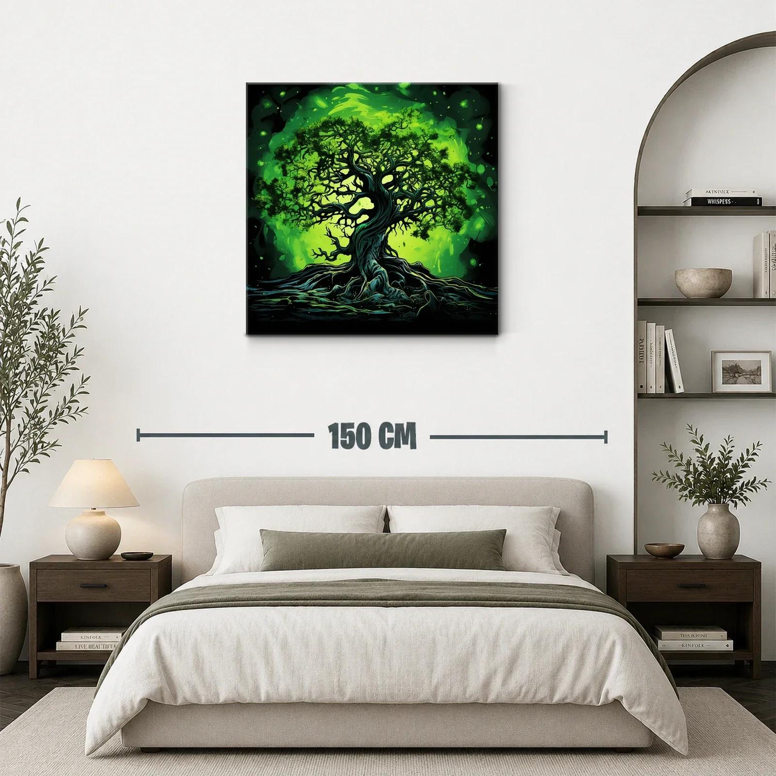 Árbol místico iluminado en tonos verdes vibrantes — miniatura 3
