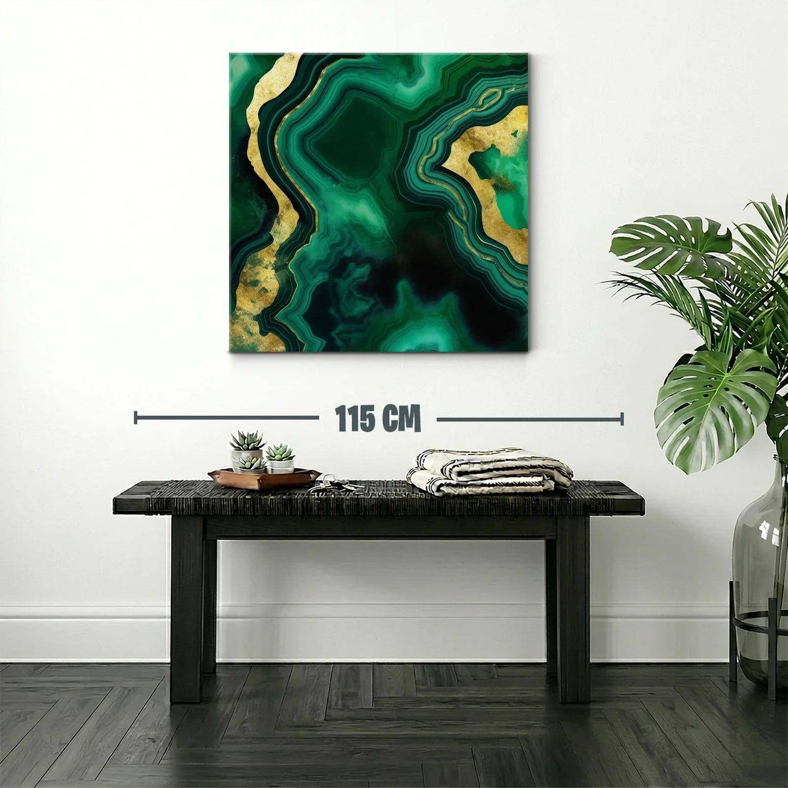 Arte Abstracto en Verde Esmeralda con Destellos Dorados — miniatura 2