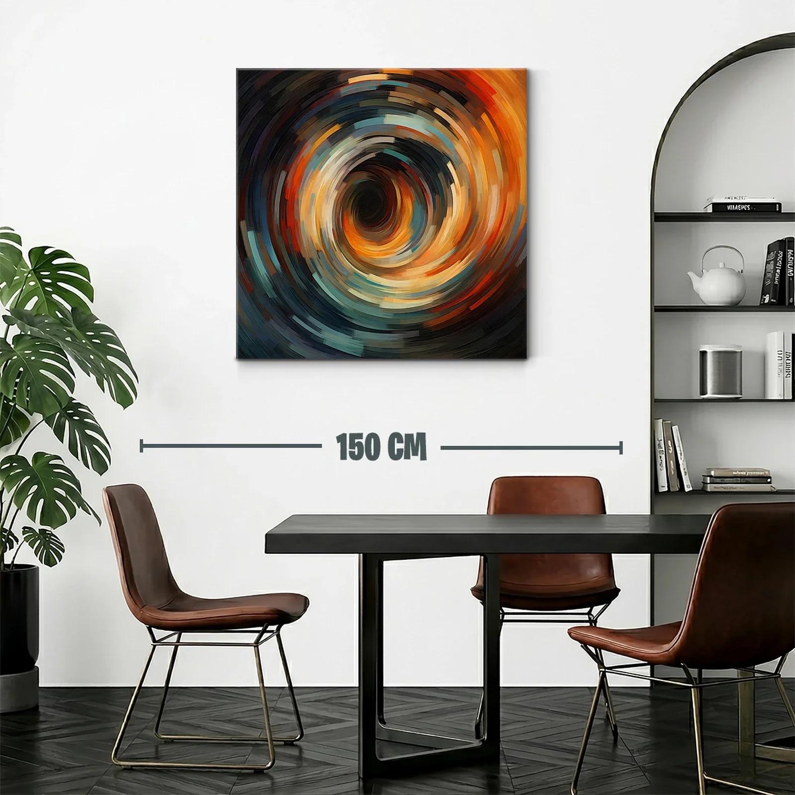 Cuadro abstracto con espiral dinámica de tonos cálidos y fríos — miniatura 2