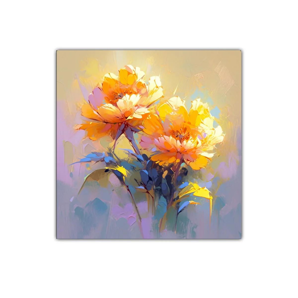Cuadro con flores vibrantes en tonos cálidos y suaves — imagen principal
