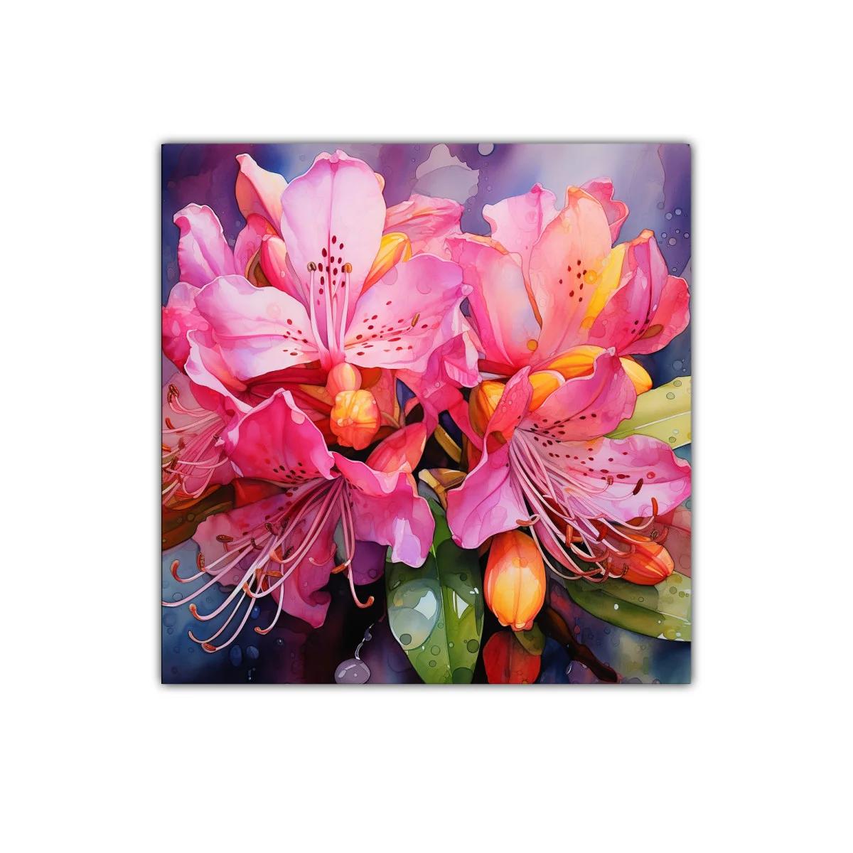 Cuadro decorativo con delicadas flores rosas y detalles vibrantes — imagen principal