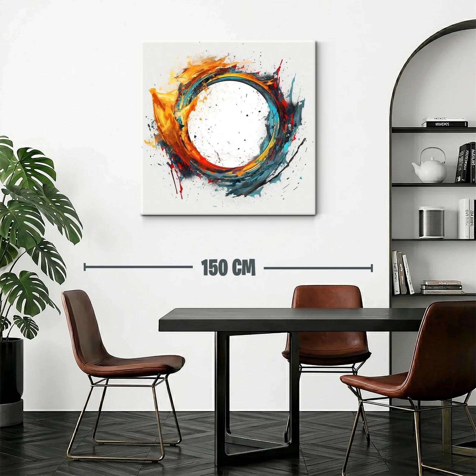 Cuadro abstracto con círculo dinámico en tonos vivos — miniatura 2