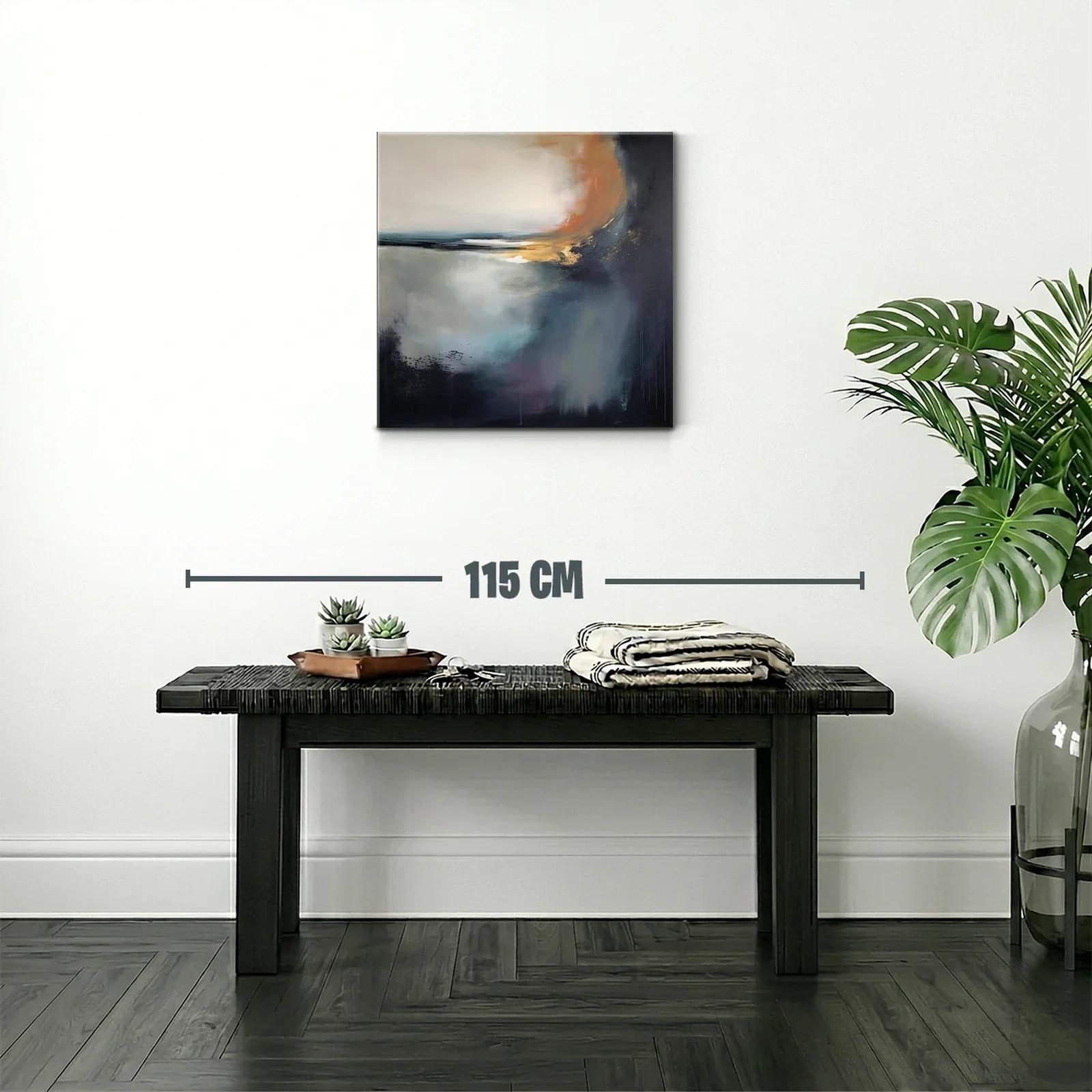 Cuadro abstracto con tonos cálidos y fríos en armonía — miniatura 2