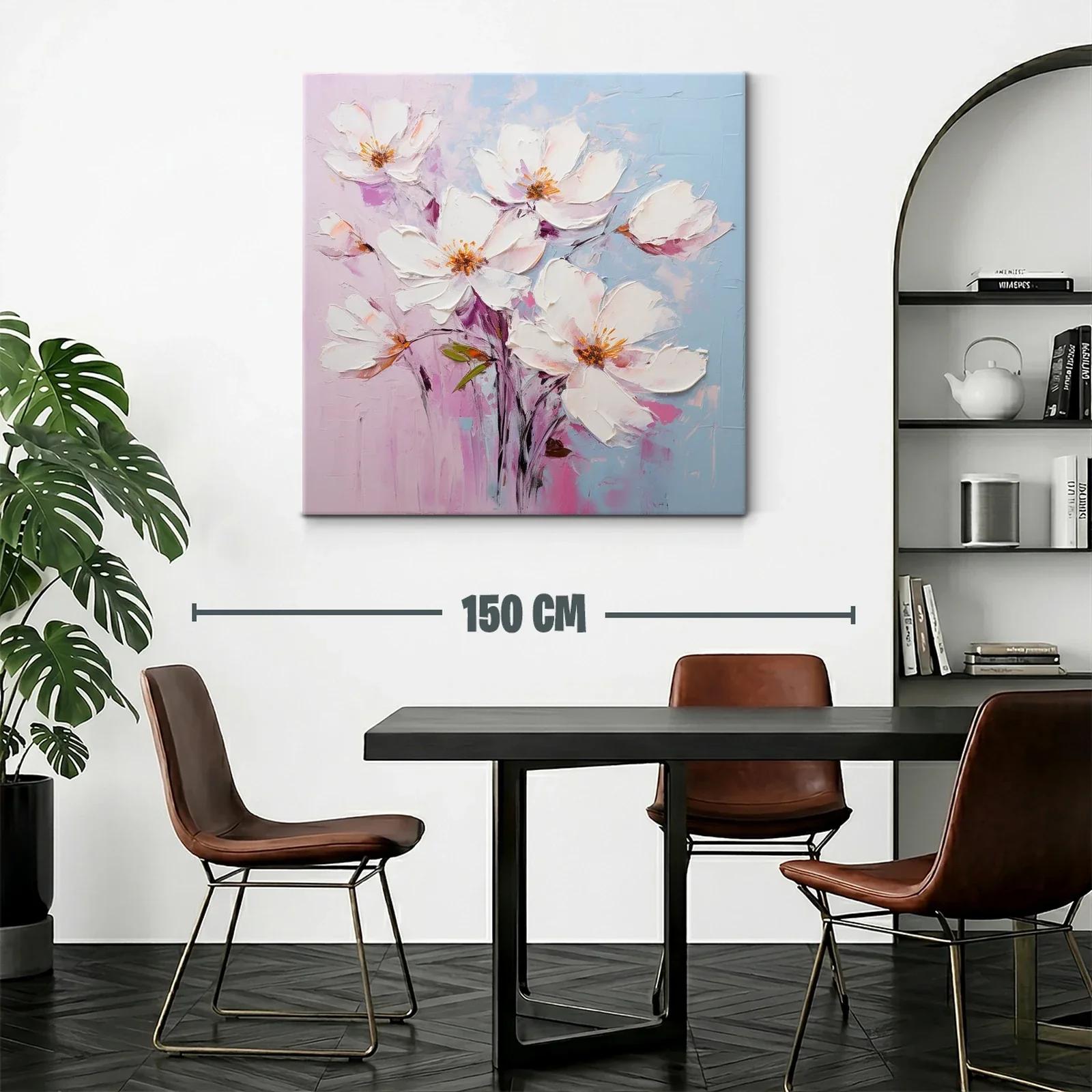 Cuadro de flores blancas sobre fondo pastel suave — miniatura 2