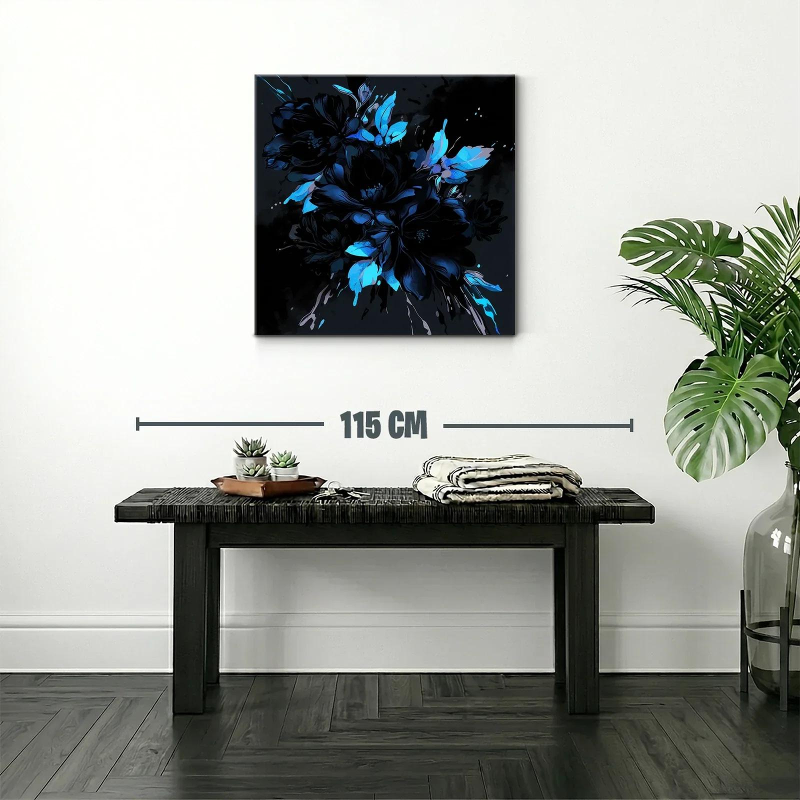 Elegancia floral en tonos oscuros y azules vibrantes — miniatura 2