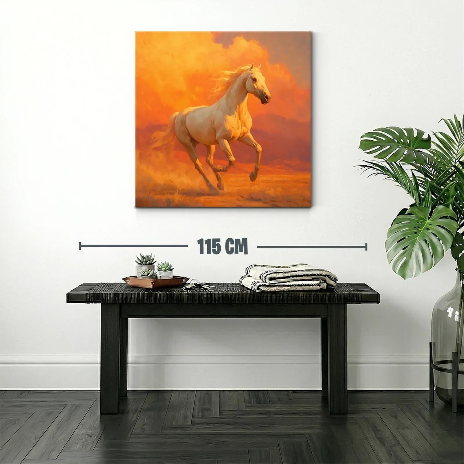 Cuadro caballo galopante en tonalidades vibrantes — miniatura 2
