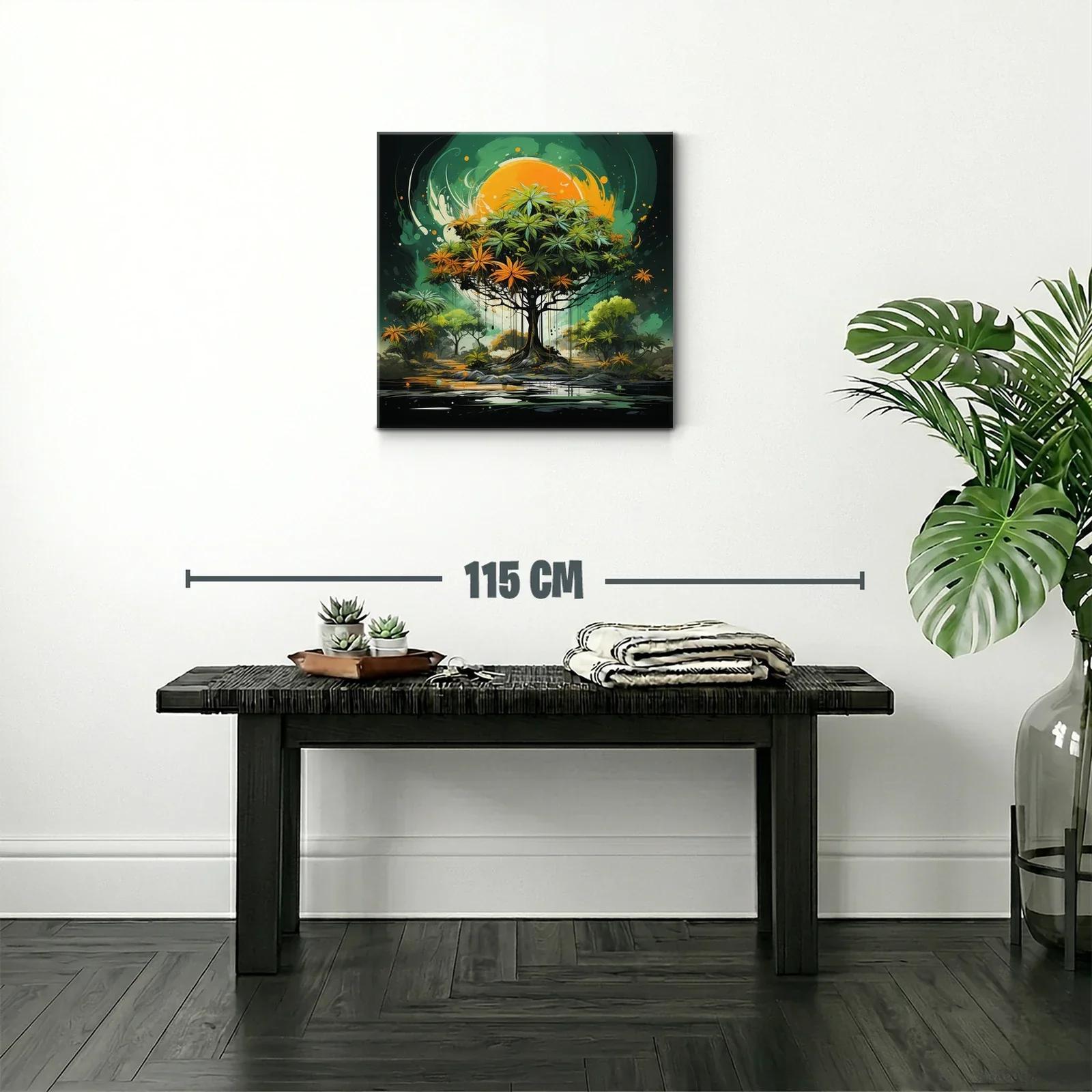 Árbol vibrante con tonos verdes y naranjas bajo sol intenso — miniatura 2