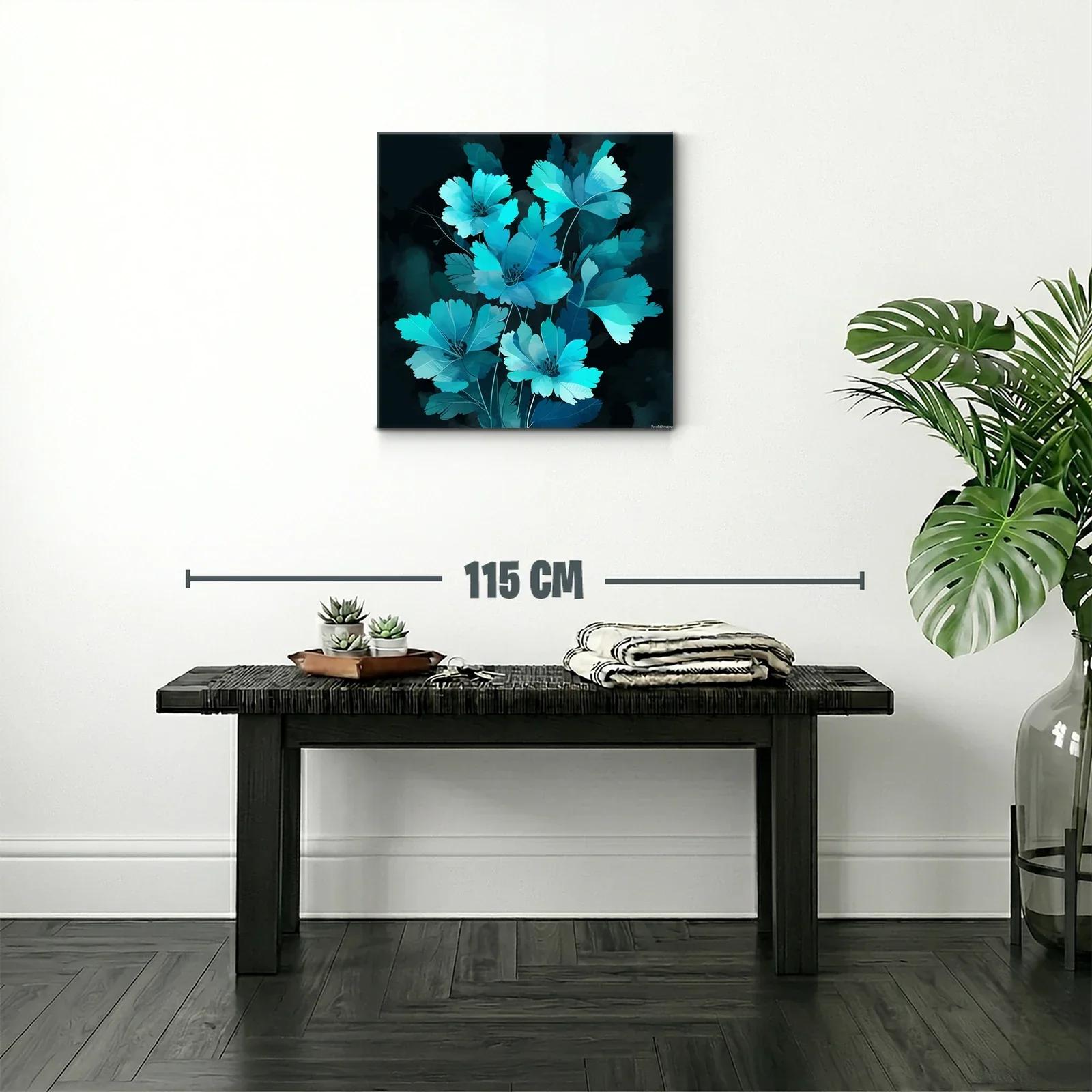 Flores en tonos azules vibrantes con fondo oscuro — miniatura 2