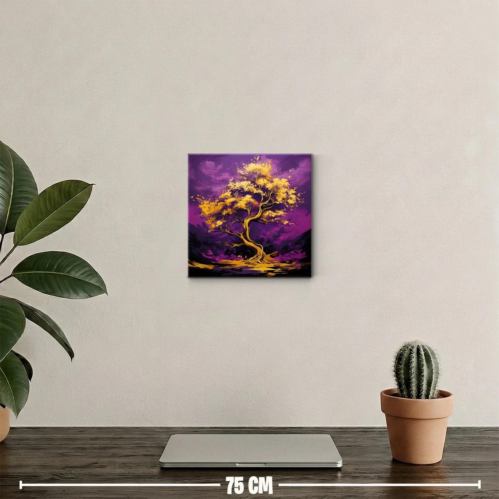 Árbol dorado sobre fondo púrpura vibrante — miniatura 2