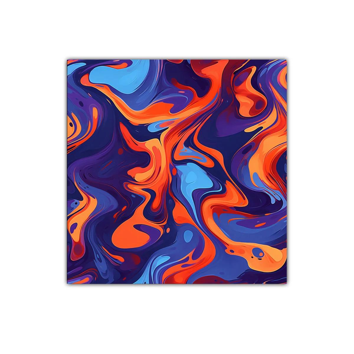 Cuadro abstracto en tonos vibrantes azul y naranja — imagen principal