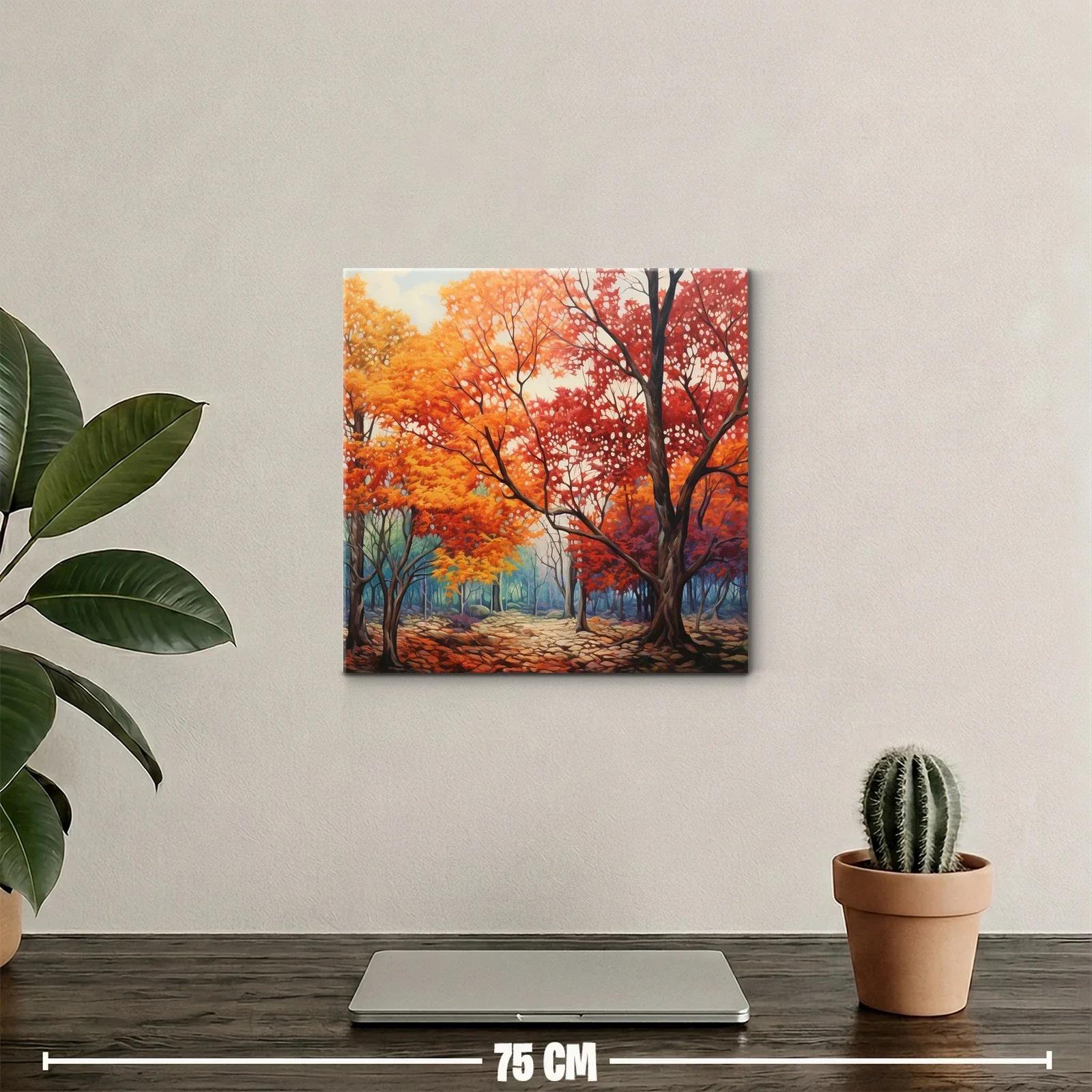 Bosque otoñal vibrante con hojas en tonos cálidos — miniatura 2