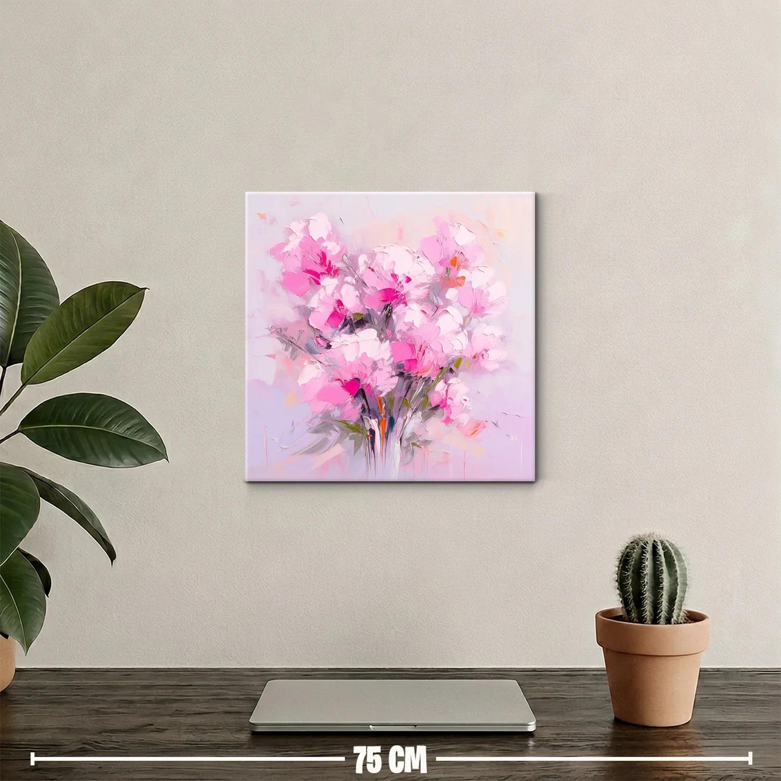Cuadro floral vibrante en tonos rosas y lilas suaves — miniatura 2
