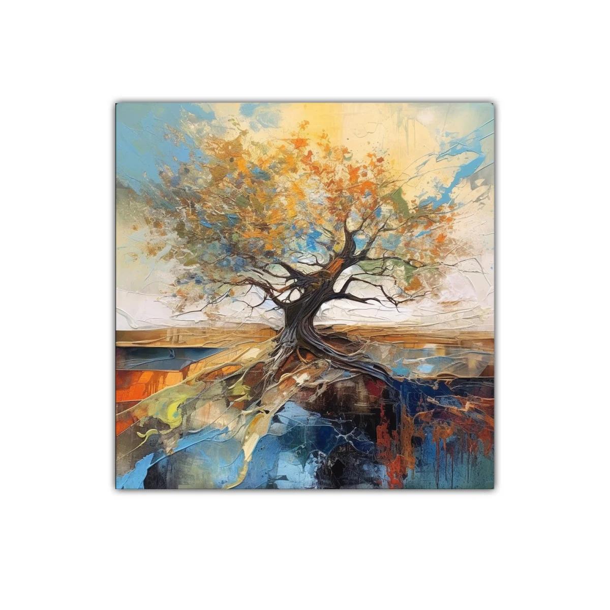 Árbol enraizado con hojas vibrantes y cielo azul — imagen principal