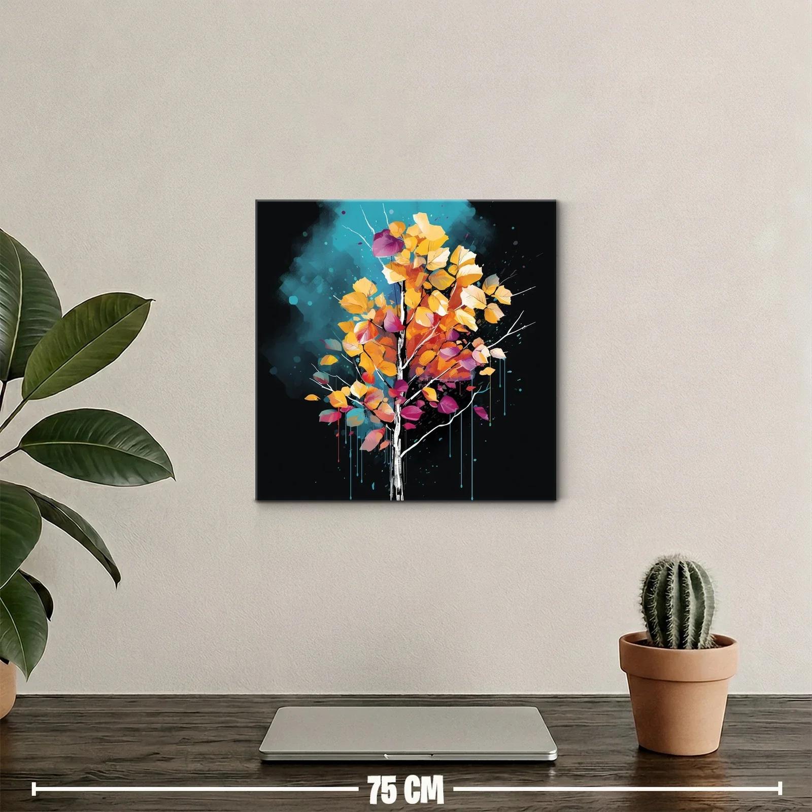 Armonía de otoño con vibrantes hojas en fondo azul oscuro — miniatura 2