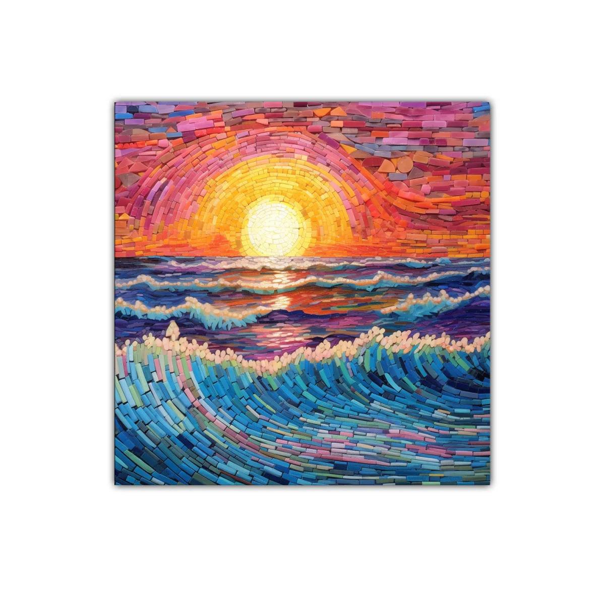 Mosaico de atardecer vibrante sobre el mar en calma — imagen principal